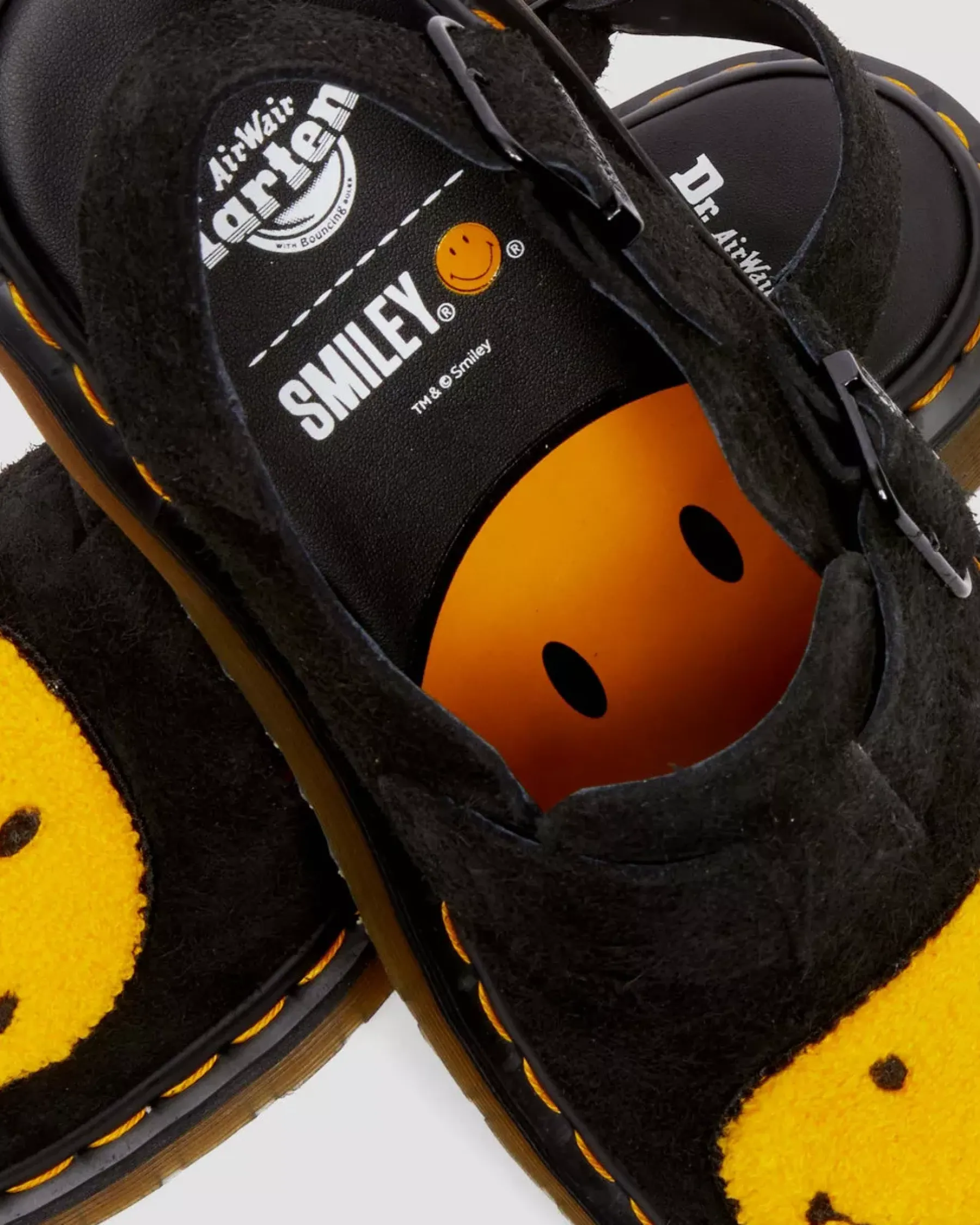 Mules & Slides|Sandals>Dr. Martens Jorge Smiley® Napped Suede Slingback Mules Black — Long Napped Suede