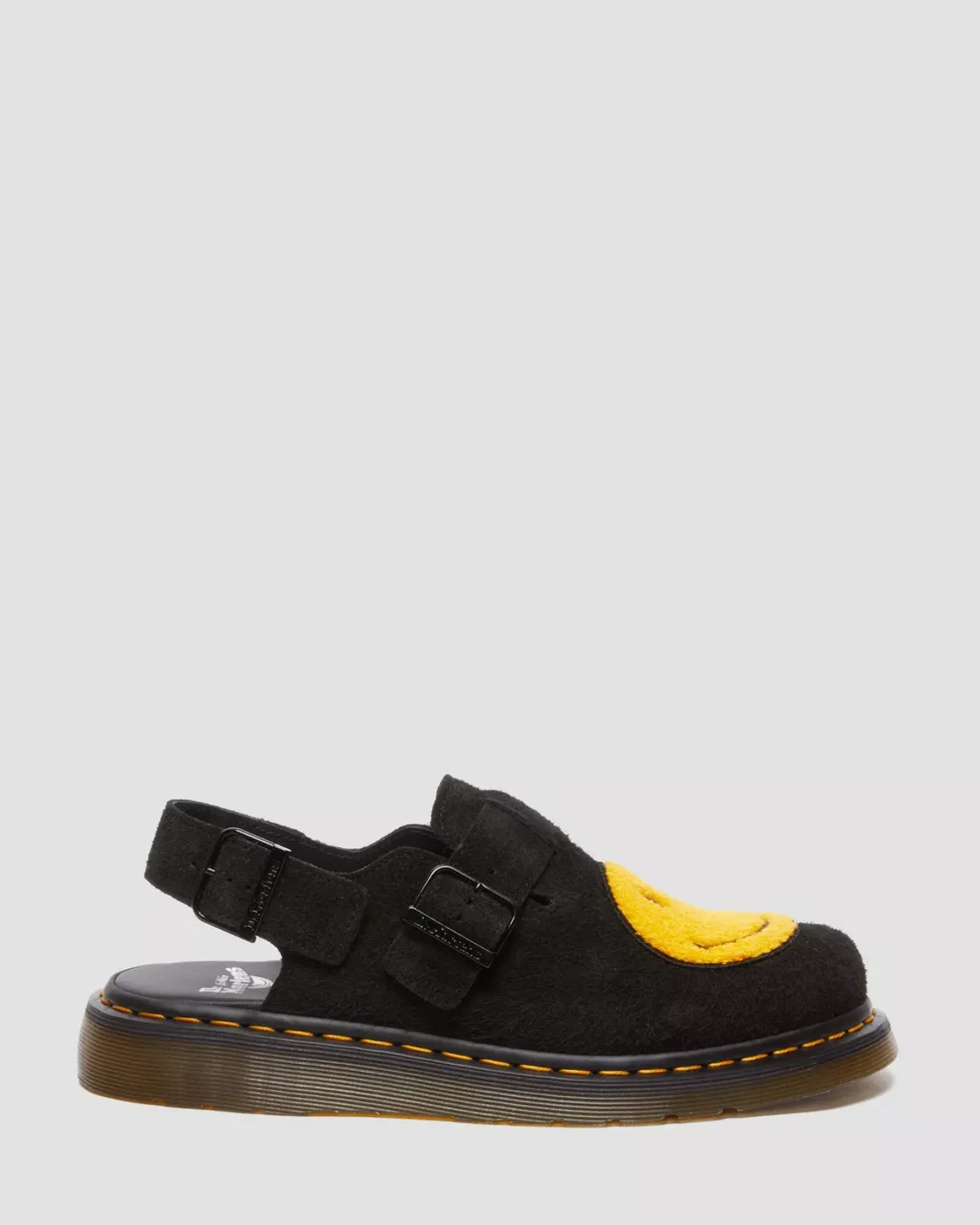 Mules & Slides|Sandals>Dr. Martens Jorge Smiley® Napped Suede Slingback Mules Black — Long Napped Suede