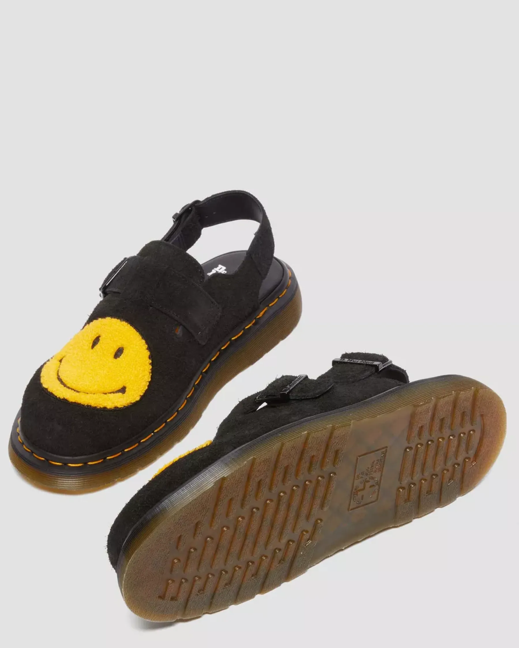 Mules & Slides|Sandals>Dr. Martens Jorge Smiley® Napped Suede Slingback Mules Black — Long Napped Suede
