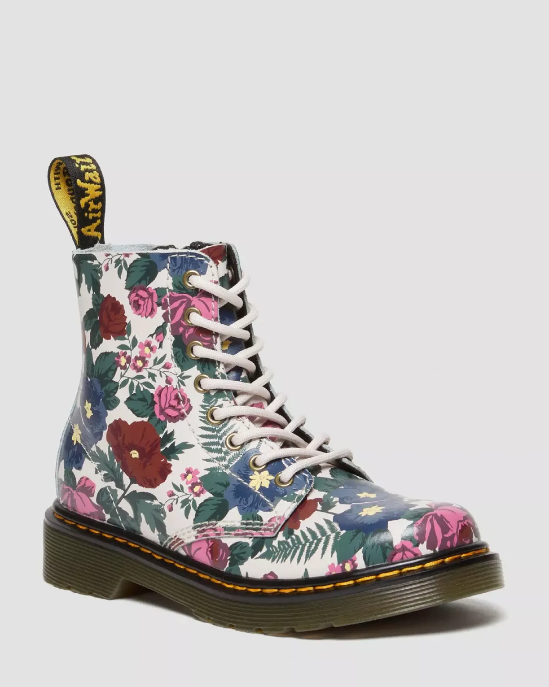 School Styles|Junior / 5-7 Years>Dr. Martens Junior 1460 English Garden Leather Lace Up Boots Multi — Hydro Leather