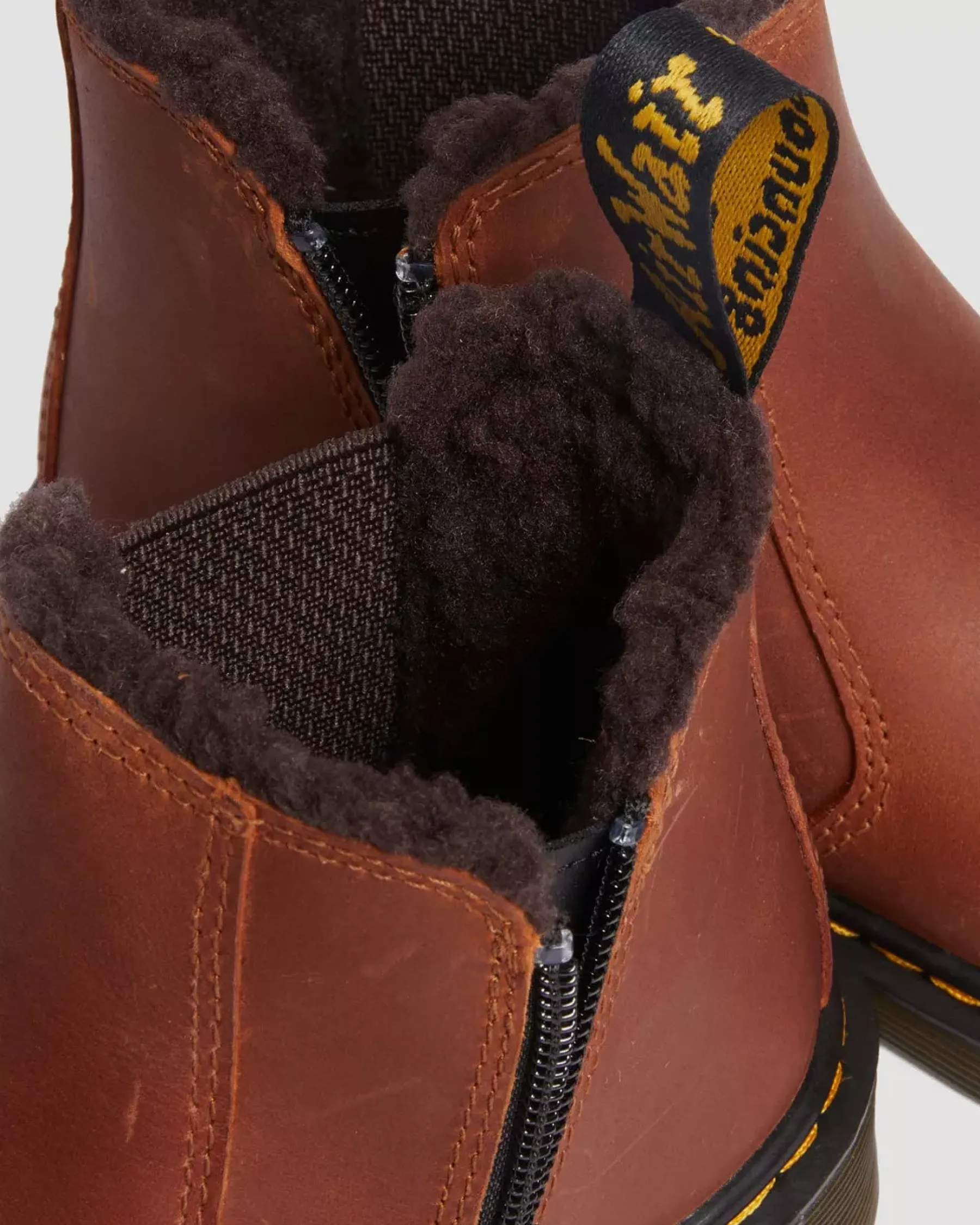 Sale|Winter Boots>Dr. Martens Junior 2976 Faux Fur Lined Chelsea Boots LIGHT BROWN — Republic Waterproof