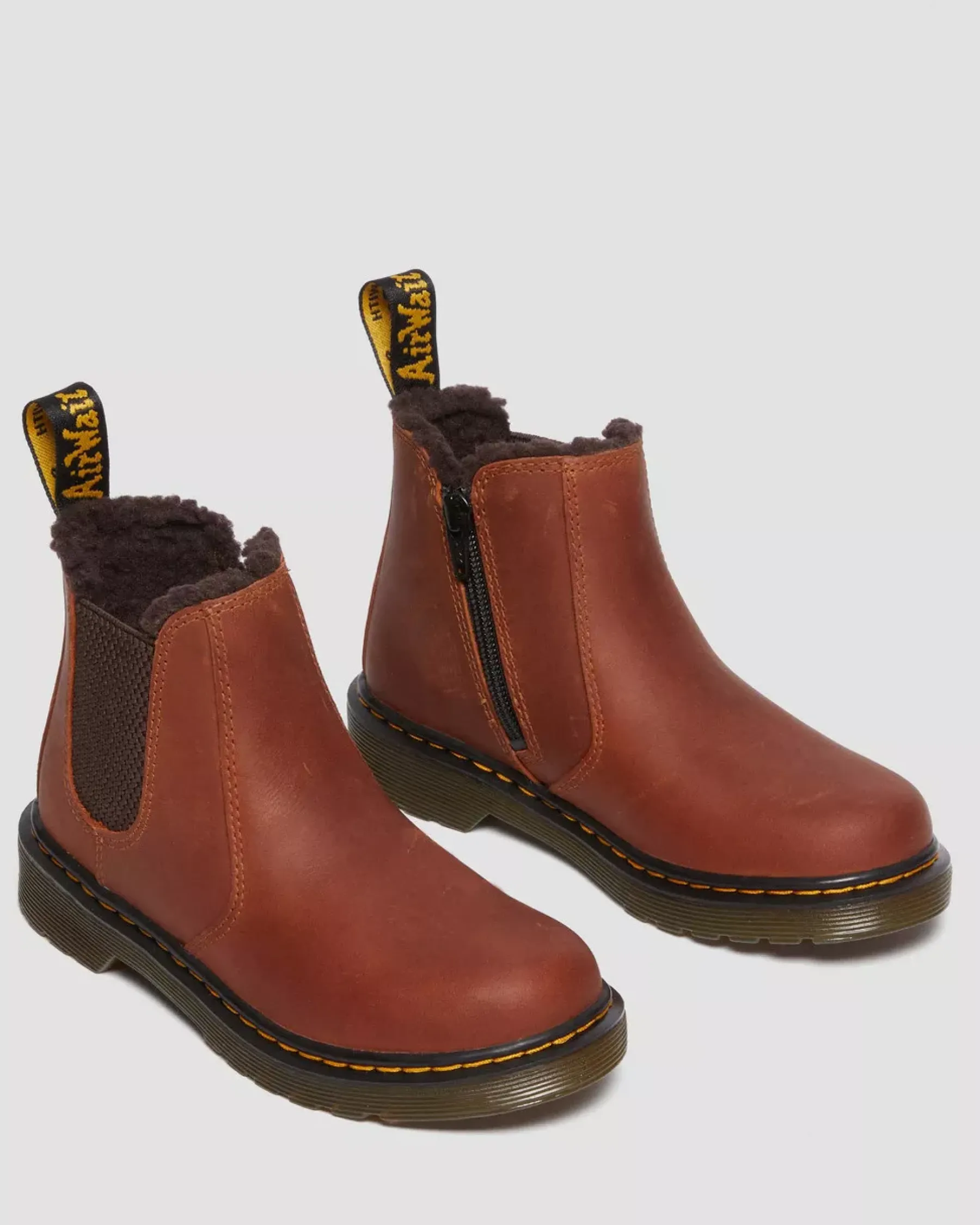 Sale|Winter Boots>Dr. Martens Junior 2976 Faux Fur Lined Chelsea Boots LIGHT BROWN — Republic Waterproof