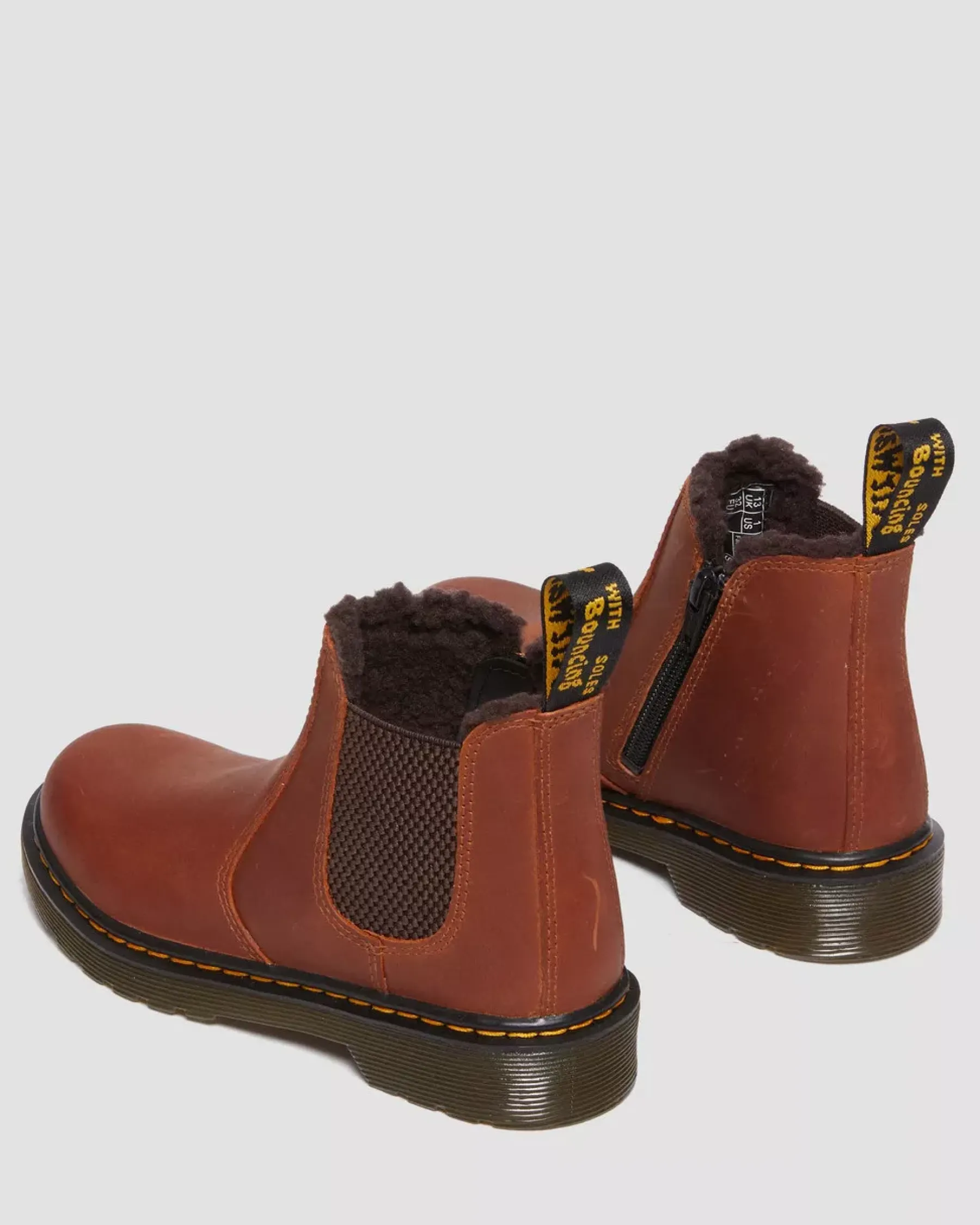 Sale|Winter Boots>Dr. Martens Junior 2976 Faux Fur Lined Chelsea Boots LIGHT BROWN — Republic Waterproof