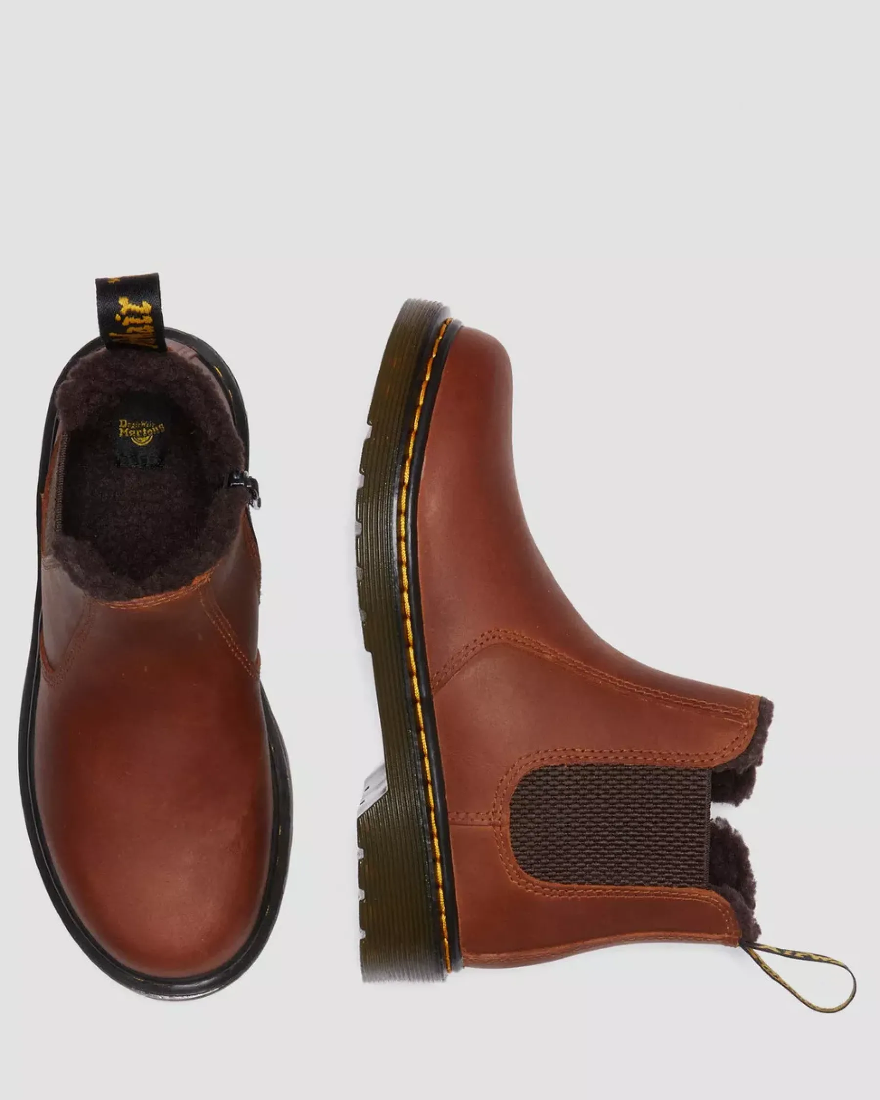 Sale|Winter Boots>Dr. Martens Junior 2976 Faux Fur Lined Chelsea Boots LIGHT BROWN — Republic Waterproof