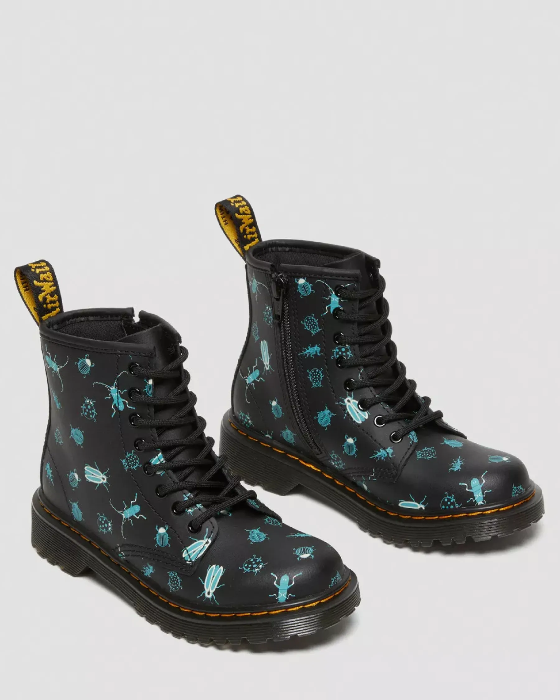 Sale|School Styles>Dr. Martens Junior 1460 Glow in the Dark Bugs Lace Up Boots Black — Floral Mash Up K Hydro