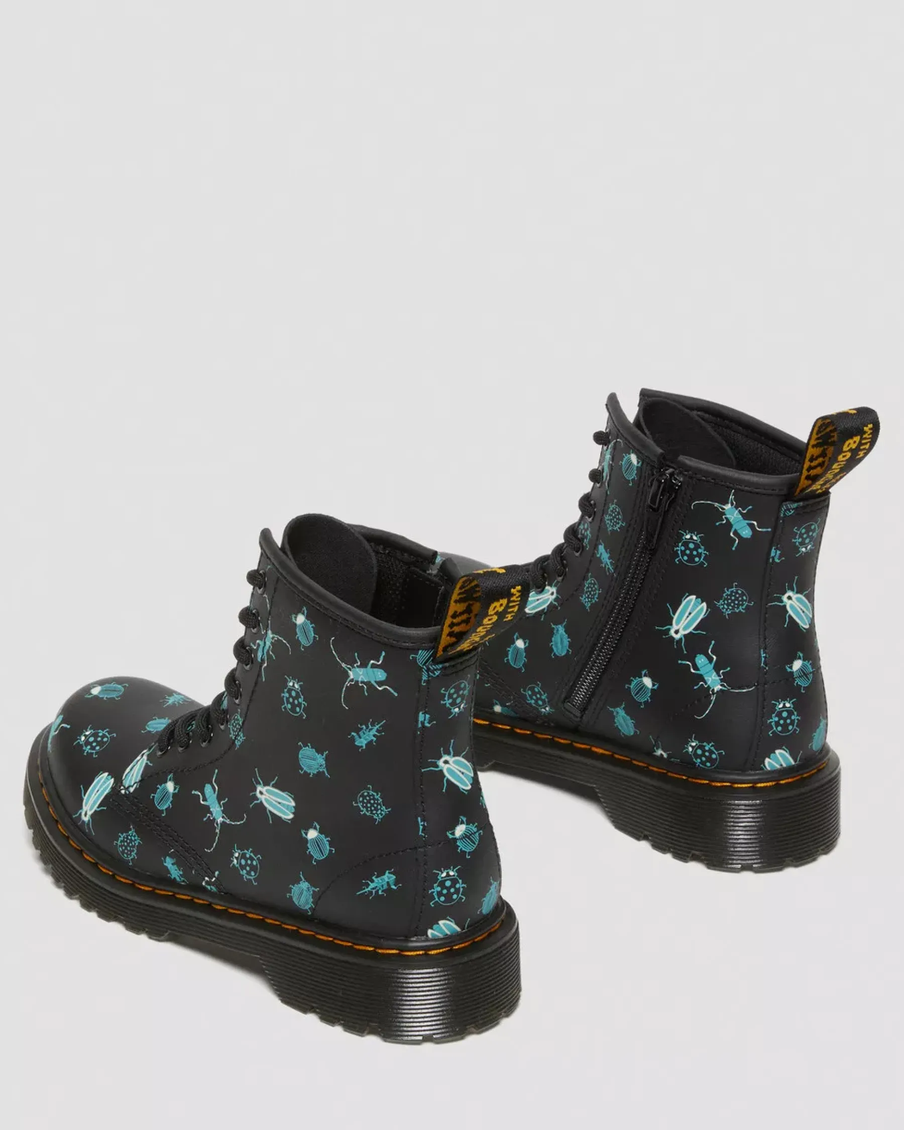 Sale|School Styles>Dr. Martens Junior 1460 Glow in the Dark Bugs Lace Up Boots Black — Floral Mash Up K Hydro