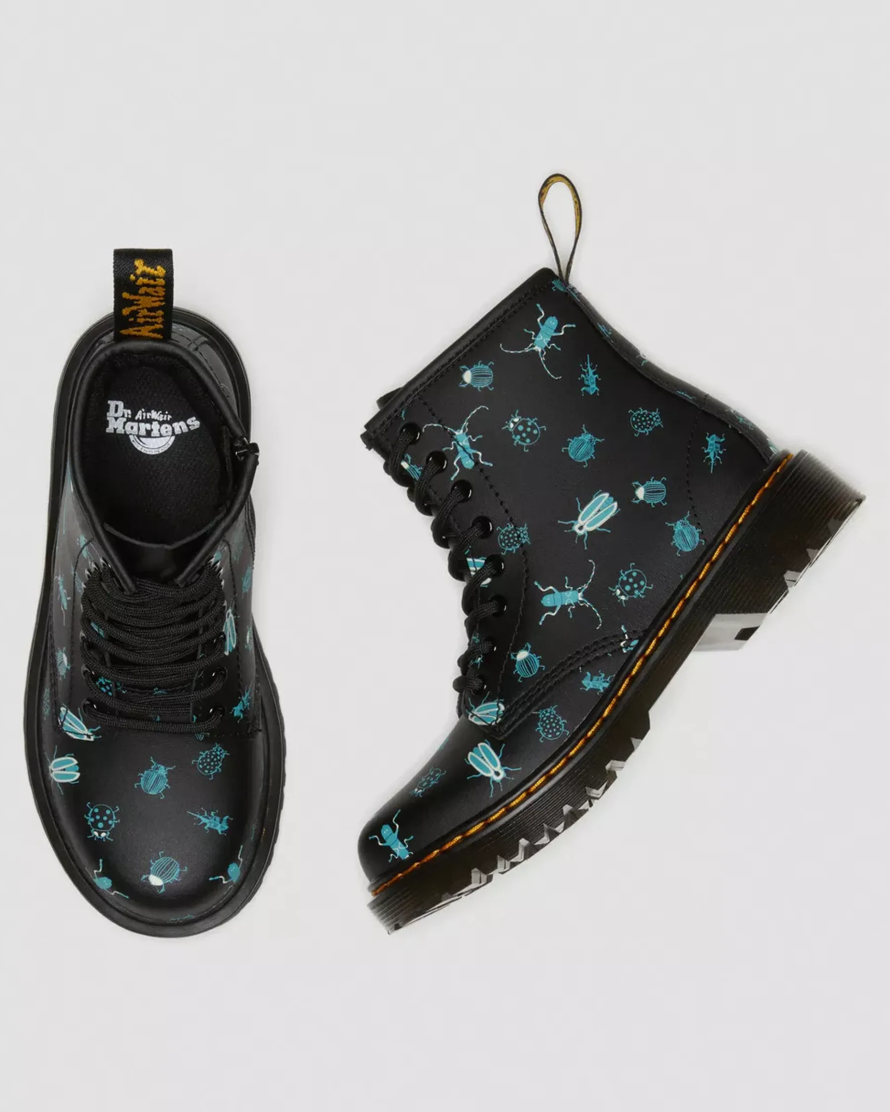Sale|School Styles>Dr. Martens Junior 1460 Glow in the Dark Bugs Lace Up Boots Black — Floral Mash Up K Hydro