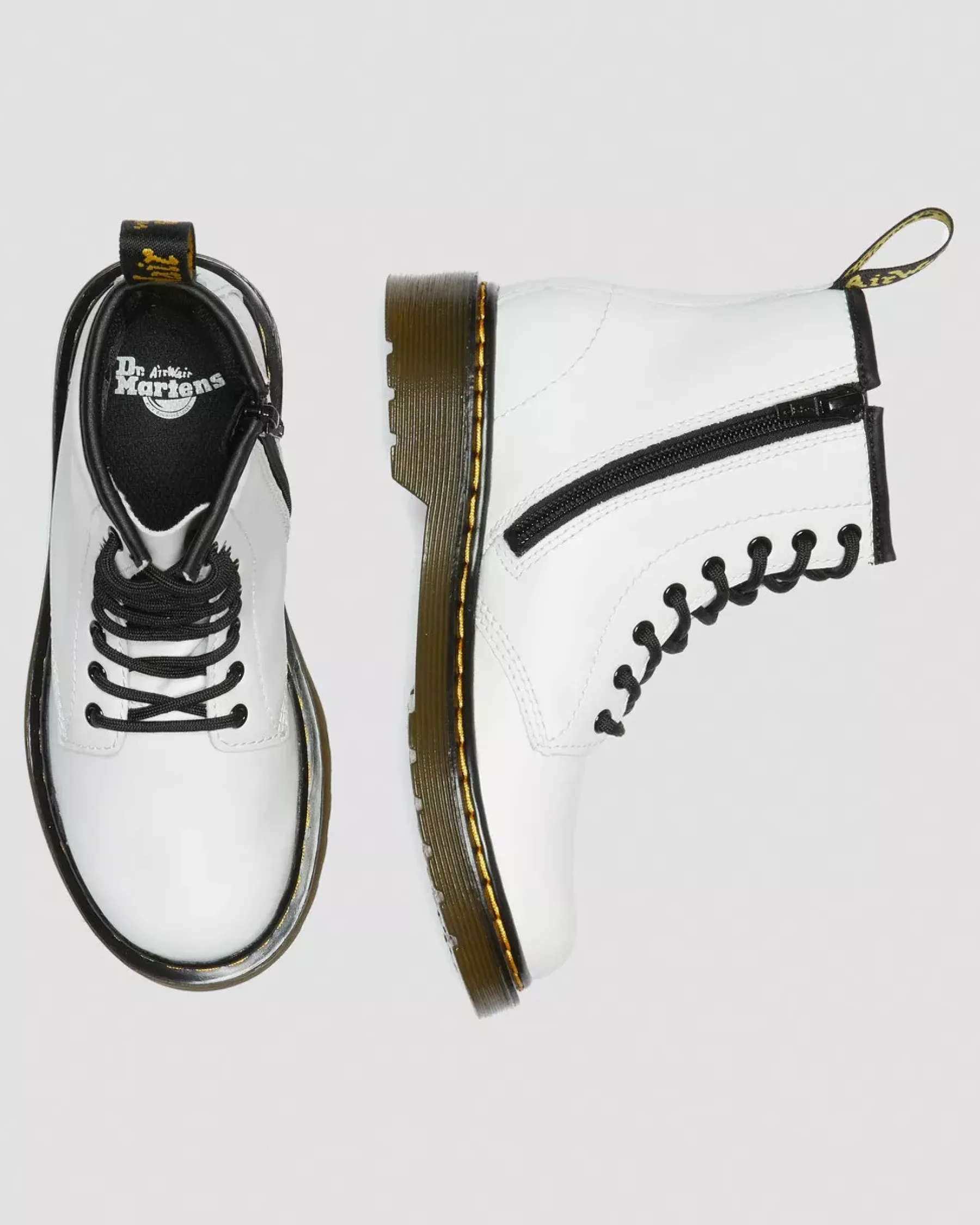 School Styles|Junior / 5-7 Years>Dr. Martens Junior 1460 Leather Lace Up Boots White — Romario