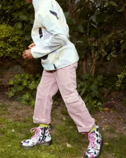 Sale|School Styles>Dr. Martens Junior 1460 Meadow Print Leather Lace Up Boots WHITE