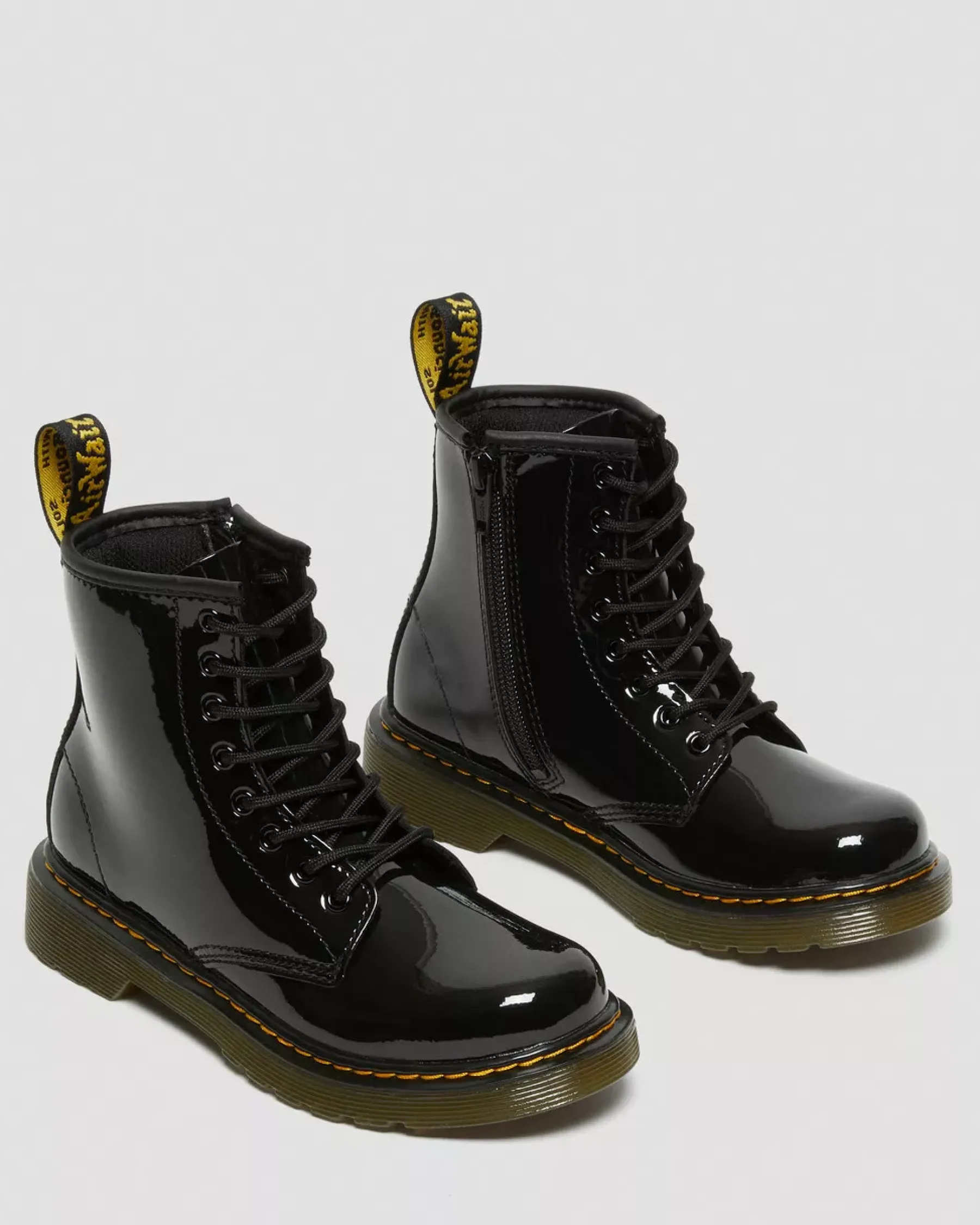 Glitter & Patent Boots|School Styles>Dr. Martens Junior 1460 Patent Leather Lace Up Boots Black — Patent Leather