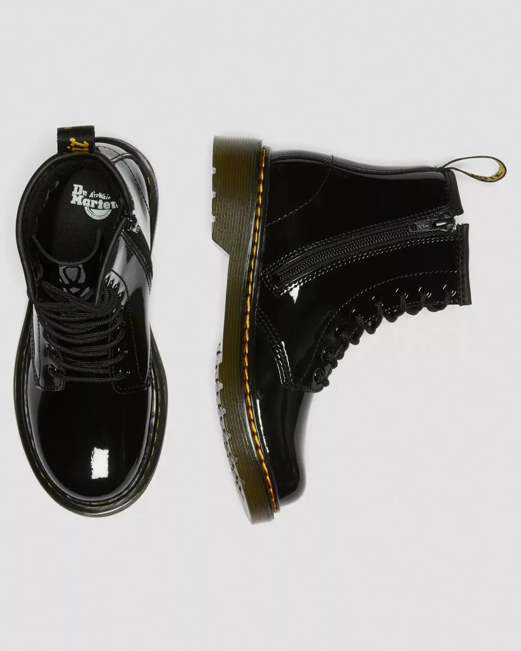 Glitter & Patent Boots|School Styles>Dr. Martens Junior 1460 Patent Leather Lace Up Boots Black — Patent Leather