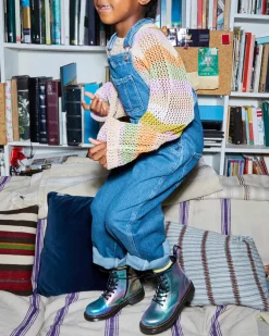 Sale|School Styles>Dr. Martens Junior 1460 Rainbow Crinkle Leather Lace Up Boots MULTI — Rainbow Crinkle