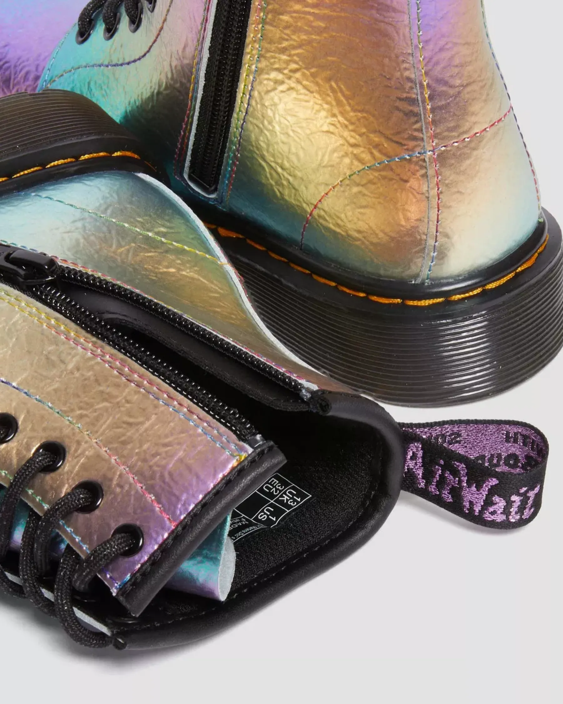 Sale|School Styles>Dr. Martens Junior 1460 Rainbow Crinkle Leather Lace Up Boots MULTI — Rainbow Crinkle