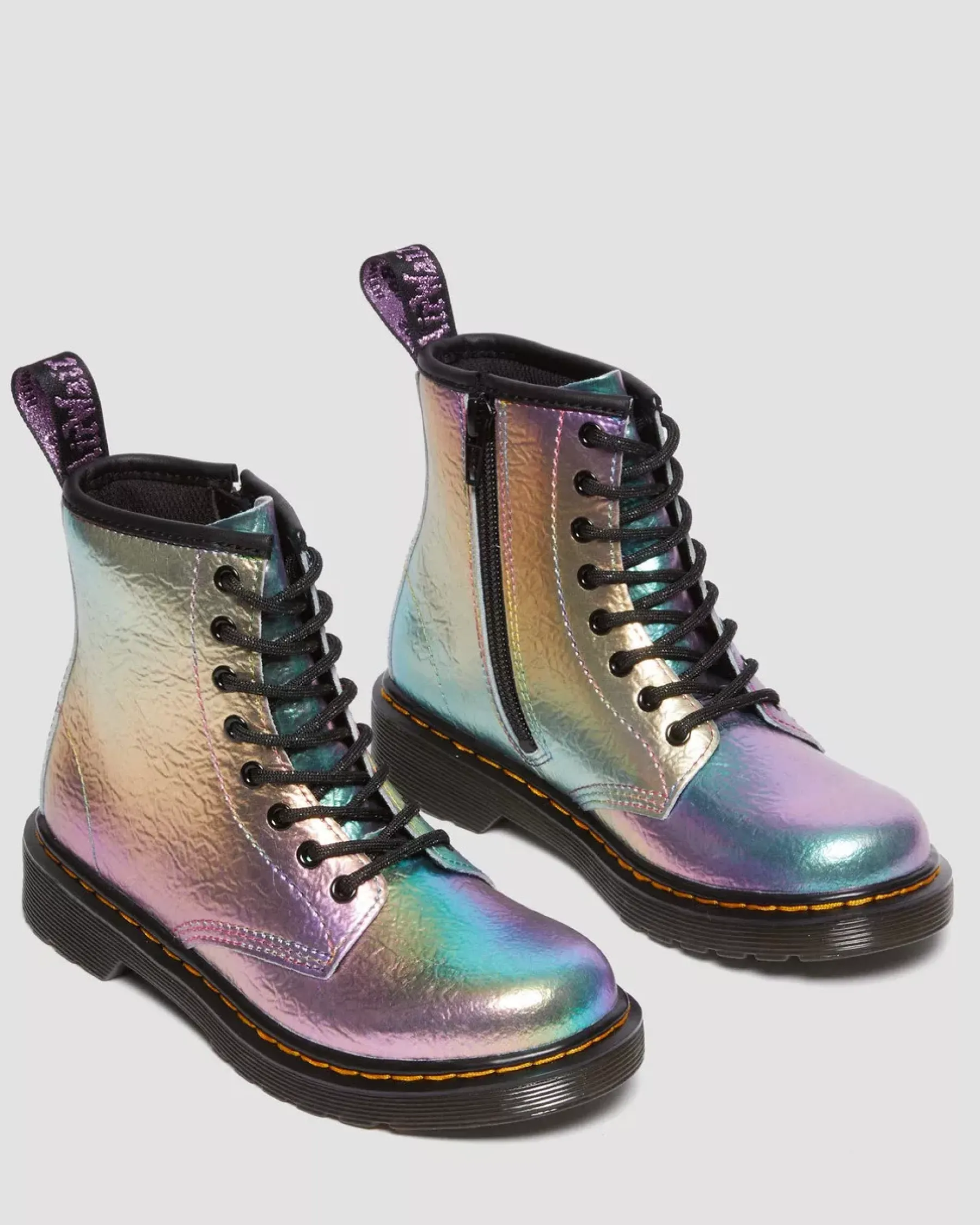 Sale|School Styles>Dr. Martens Junior 1460 Rainbow Crinkle Leather Lace Up Boots MULTI — Rainbow Crinkle