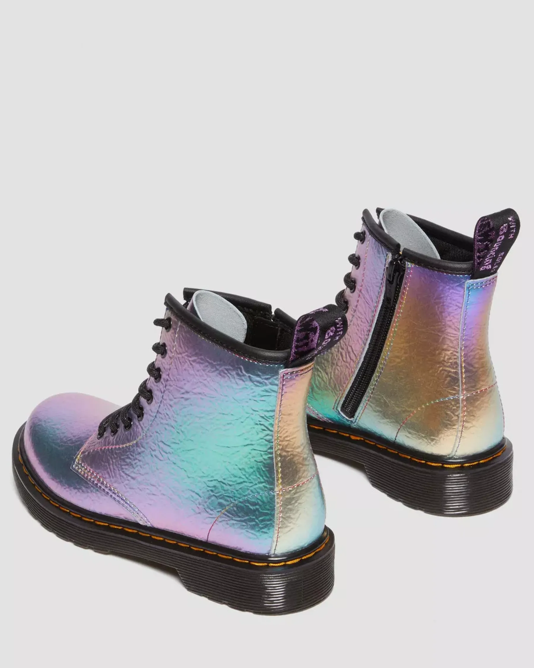 Sale|School Styles>Dr. Martens Junior 1460 Rainbow Crinkle Leather Lace Up Boots MULTI — Rainbow Crinkle