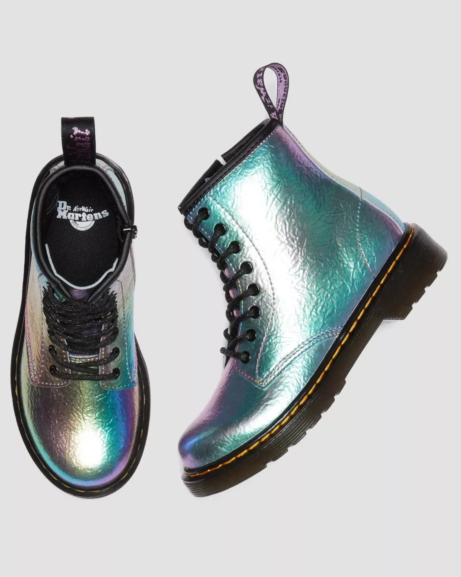 Sale|School Styles>Dr. Martens Junior 1460 Rainbow Crinkle Leather Lace Up Boots MULTI — Rainbow Crinkle