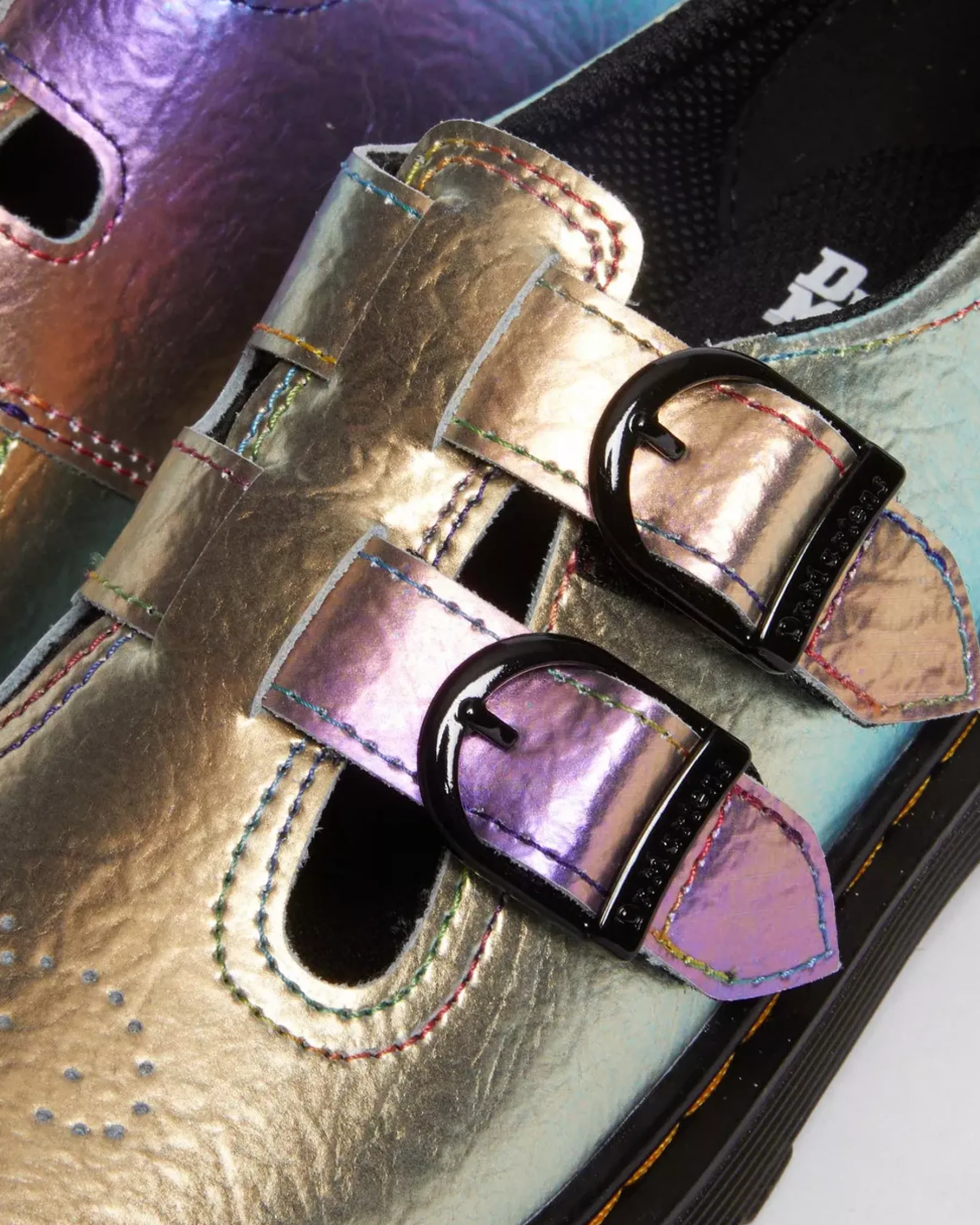 Sale|School Styles>Dr. Martens Junior 8065 Rainbow Crinkle Leather Mary Jane Shoes MULTI — Rainbow Crinkle
