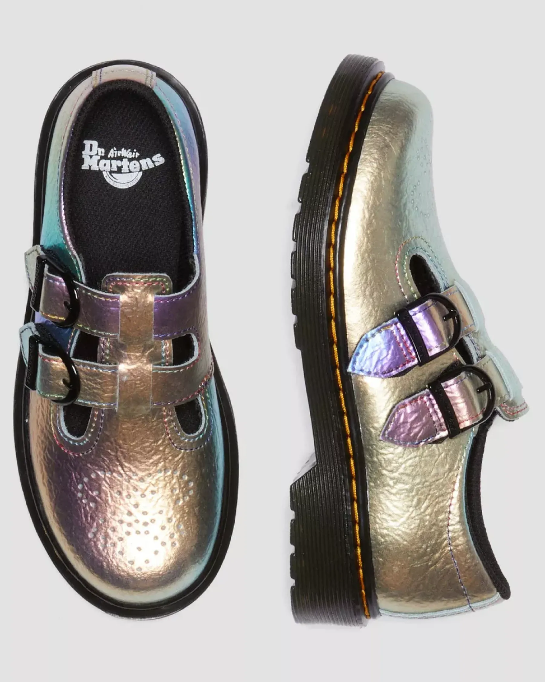 Sale|School Styles>Dr. Martens Junior 8065 Rainbow Crinkle Leather Mary Jane Shoes MULTI — Rainbow Crinkle