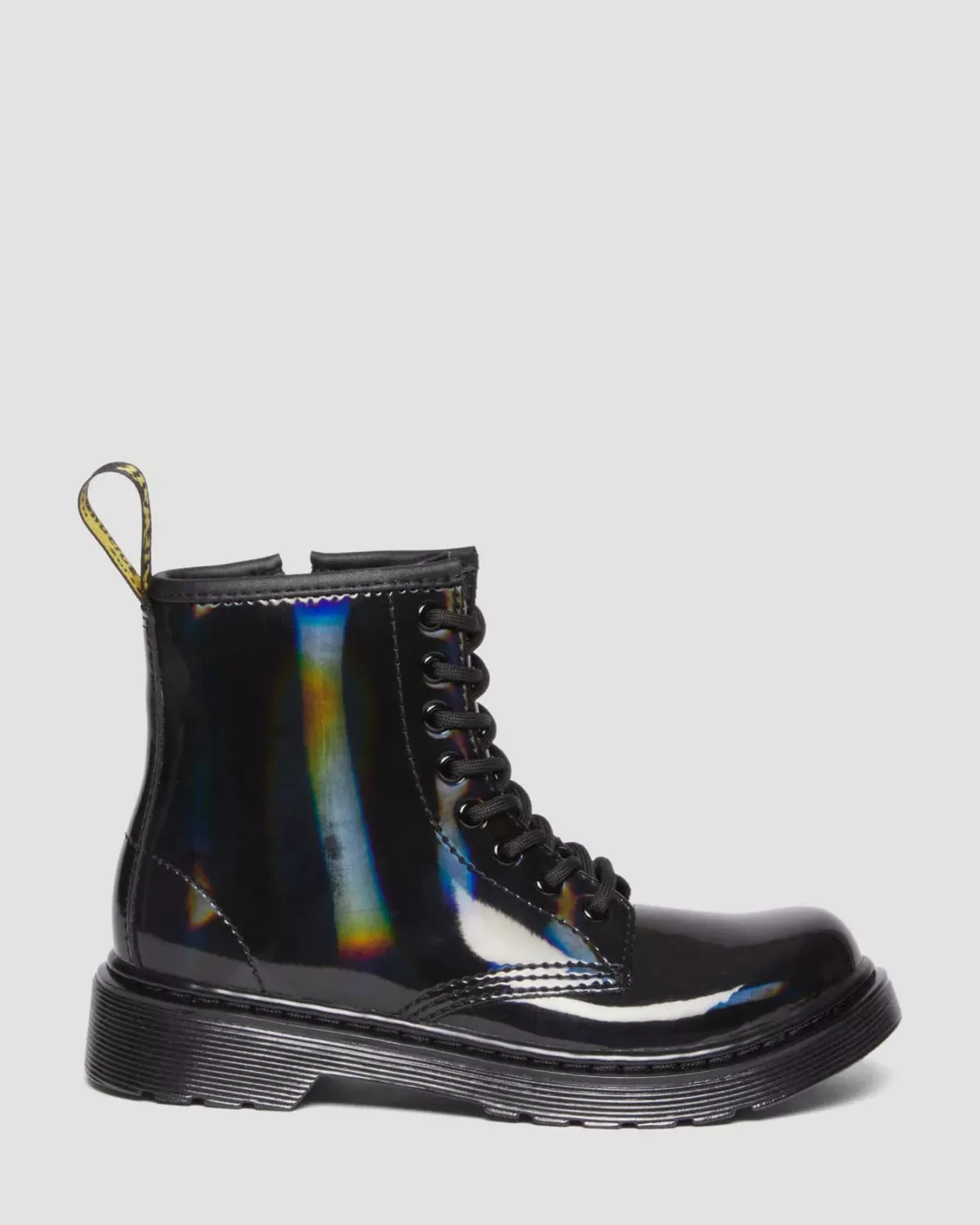 School Styles|Junior / 5-7 Years>Dr. Martens Junior 1460 Rainbow Patent Leather Lace Up Boots Black — Rainbow Patent