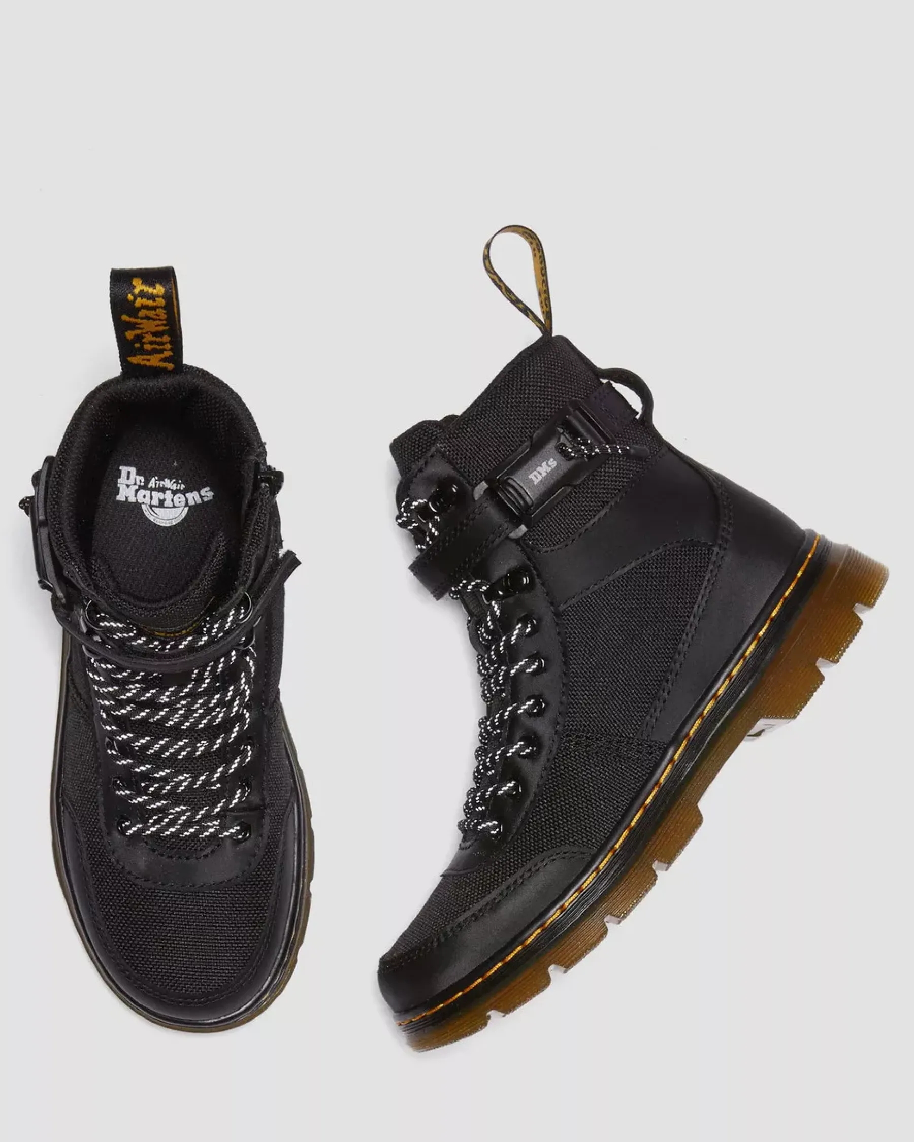 School Styles|Junior / 5-7 Years>Dr. Martens Junior Combs Tech Extra Tough Poly Casual Boots Black — Extra Tough 50/50+Rubbery