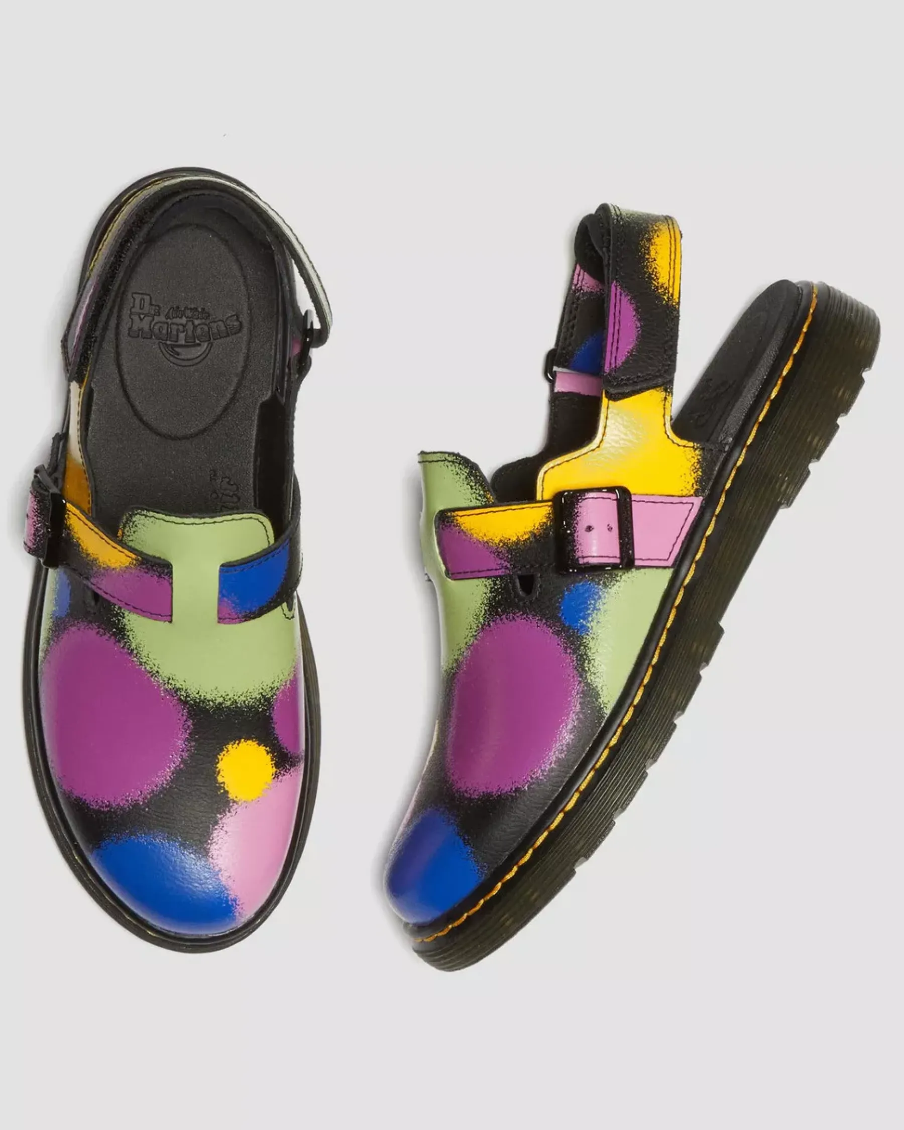 School Styles|Junior / 5-7 Years>Dr. Martens Junior Jorgie Haze Hydro Leather Slingback Mules Black