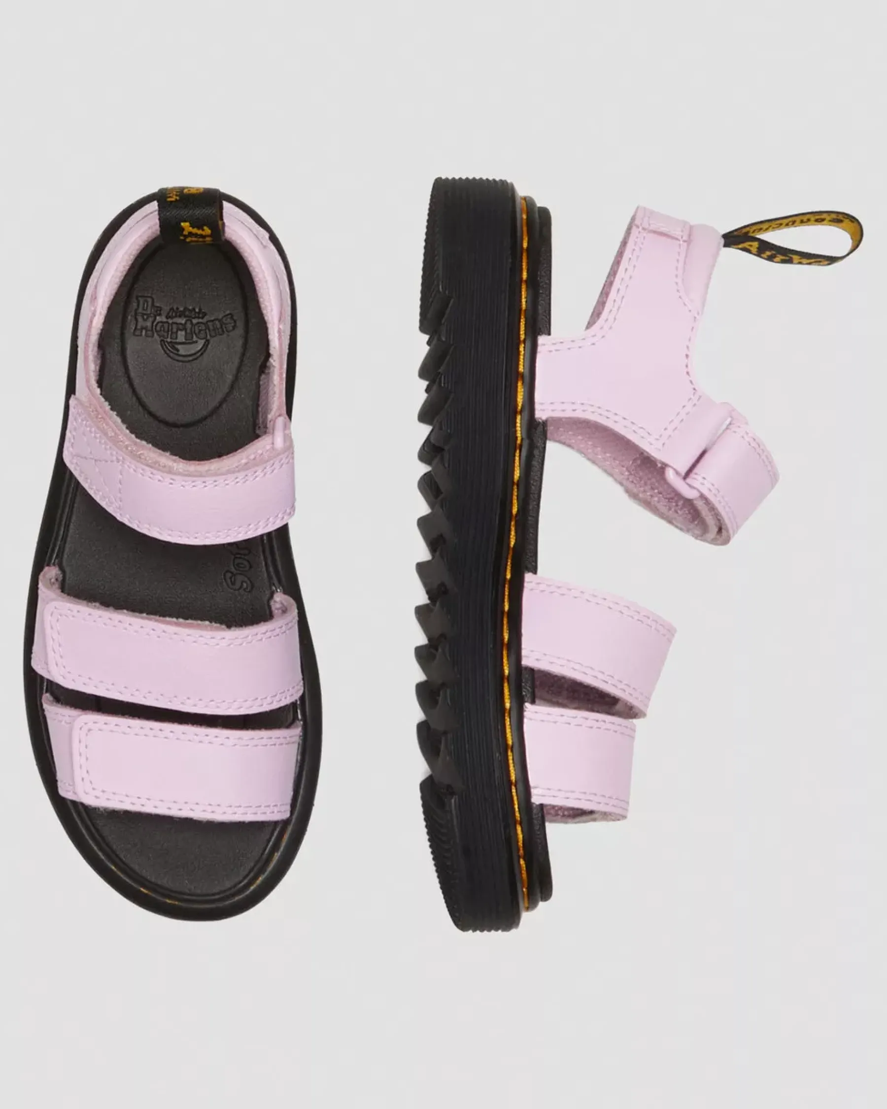 School Styles|Junior / 5-7 Years>Dr. Martens Junior Klaire Athena Leather Strap Sandals Pale Pink — Athena