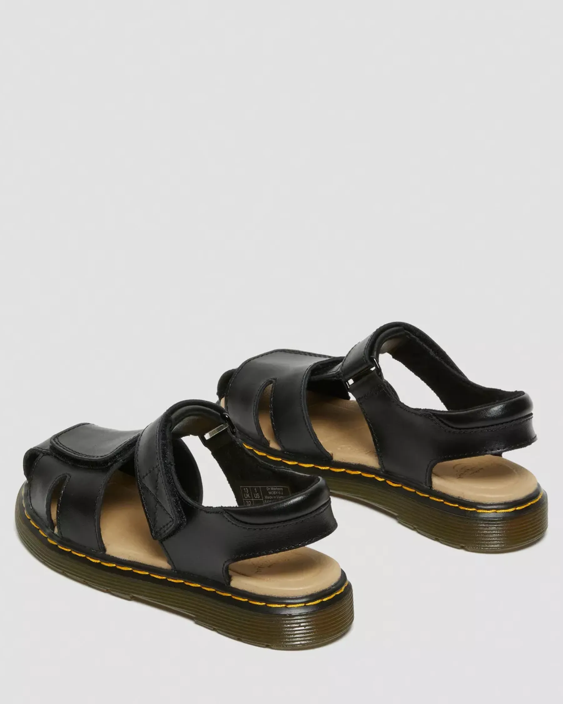 Junior / 5-7 Years|Sandals>Dr. Martens Junior Moby II Leather Velcro Sandals Black — T Lamper
