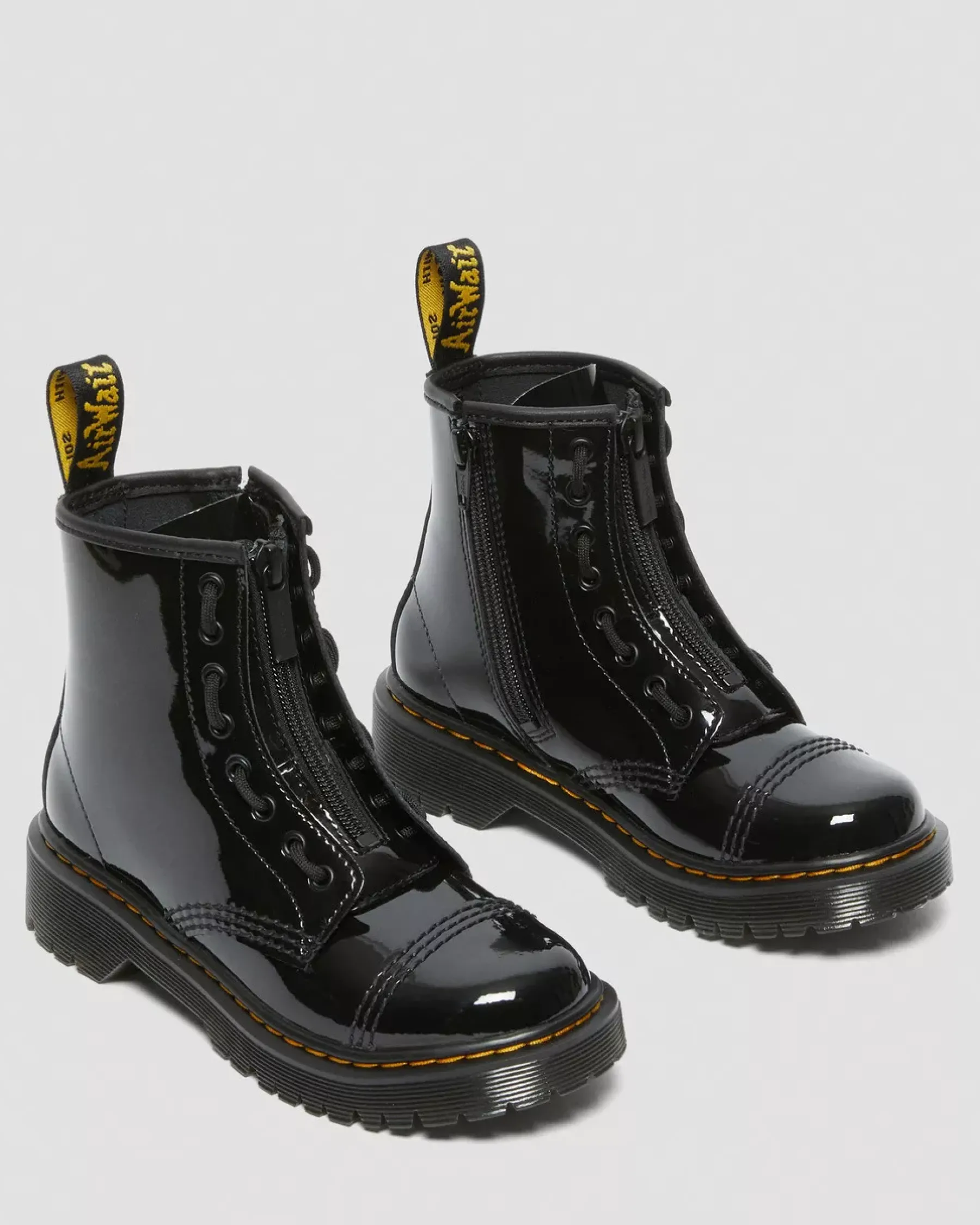 Glitter & Patent Boots|School Styles>Dr. Martens Junior Sinclair Bex Patent Leather Boots Black — Patent Leather