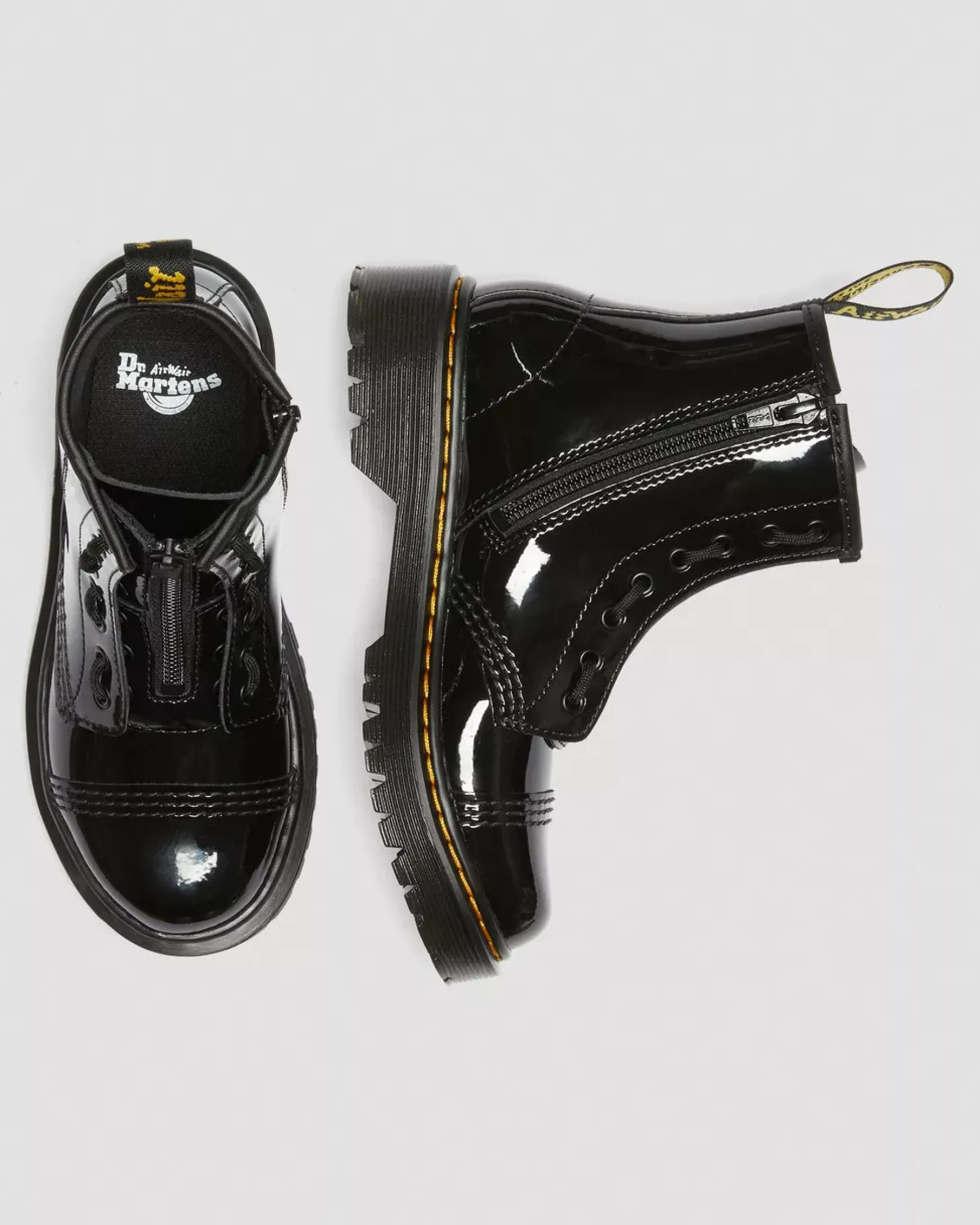 Glitter & Patent Boots|School Styles>Dr. Martens Junior Sinclair Bex Patent Leather Boots Black — Patent Leather