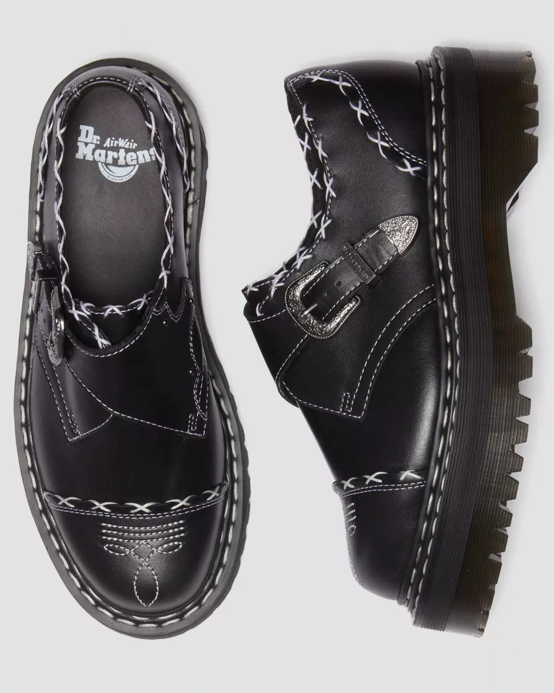 Originals|Platform Shoes>Dr. Martens Monk Gothic Americana Leather Platform Shoes Black — Wanama