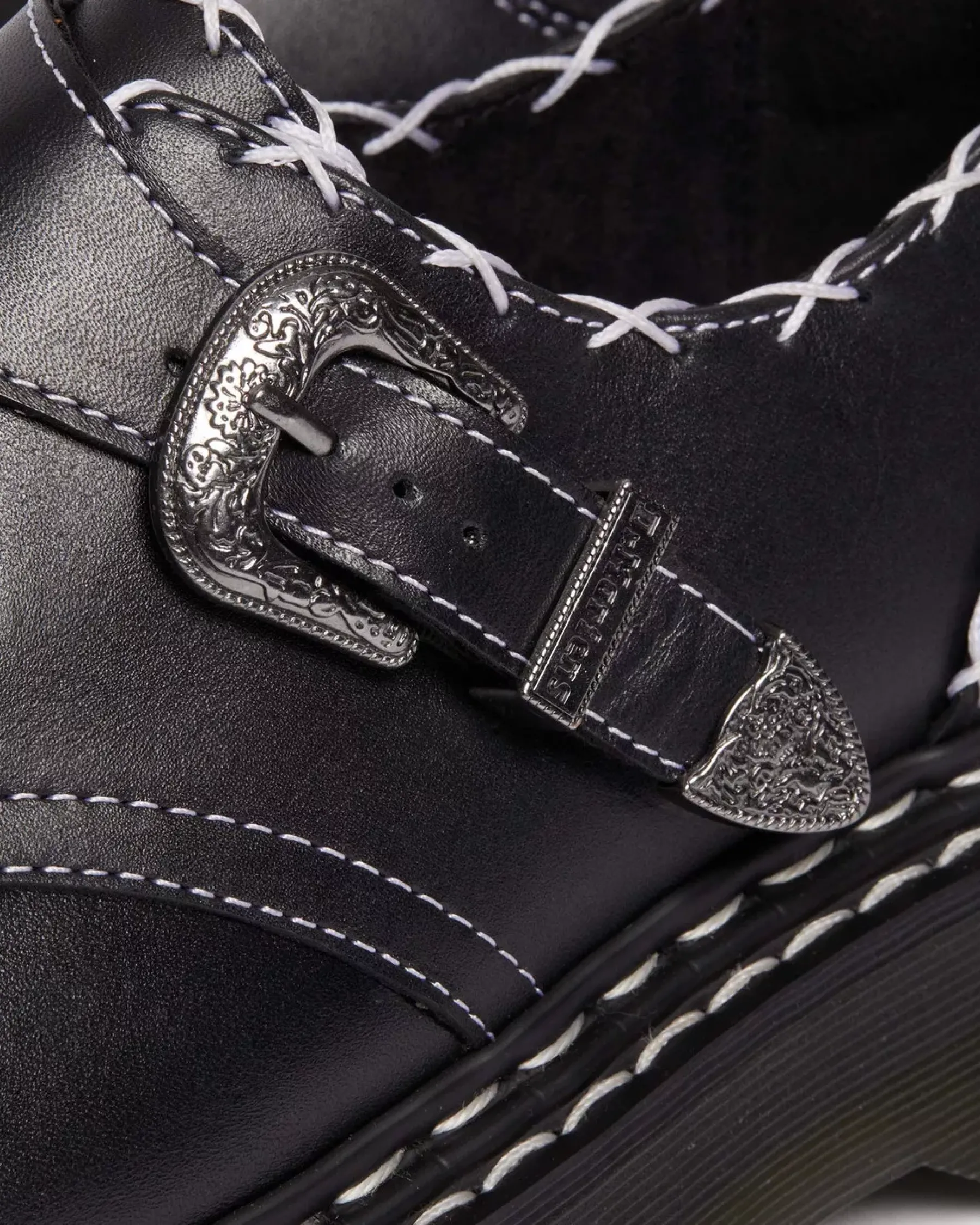 Originals|Platform Shoes>Dr. Martens Monk Gothic Americana Leather Platform Shoes Black — Wanama