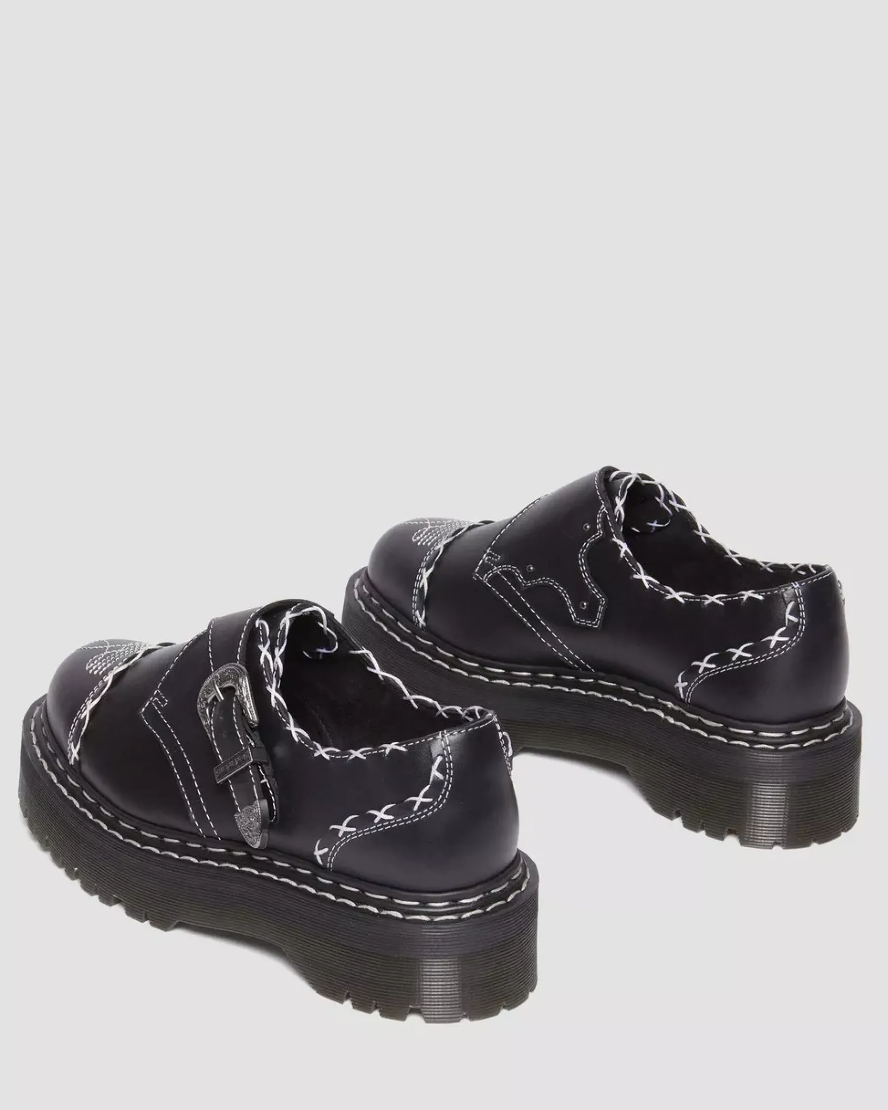 Originals|Platform Shoes>Dr. Martens Monk Gothic Americana Leather Platform Shoes Black — Wanama