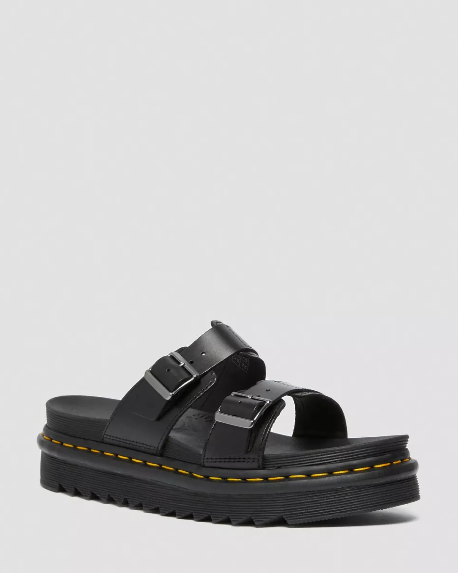 Bestsellers|Mules & Slides>Dr. Martens Myles Brando Leather Buckle Slide Sandals Black — Brando