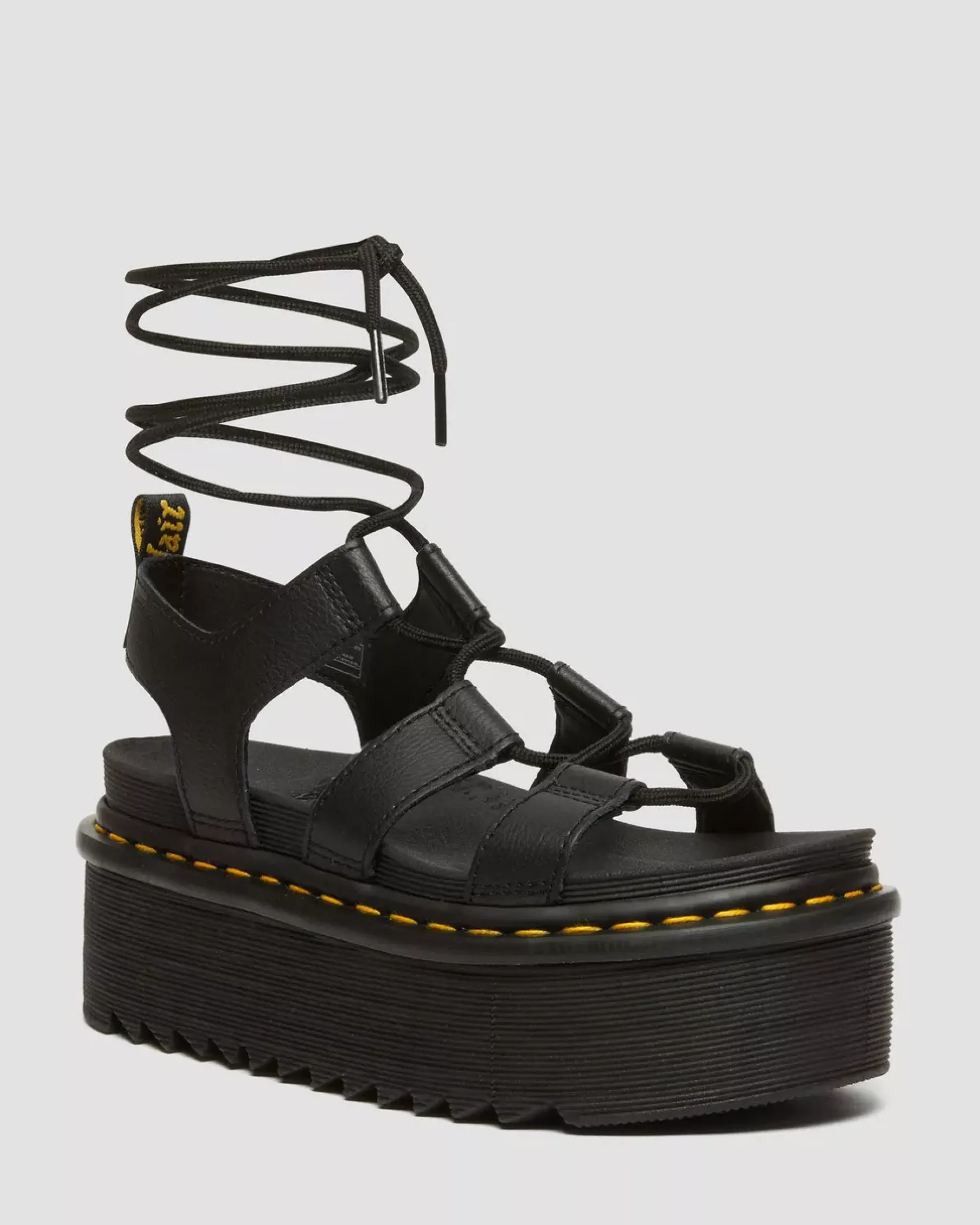 Platforms|Platform Sandals>Dr. Martens Nartilla Athena Leather Gladiator Platform Sandals Black — Athena
