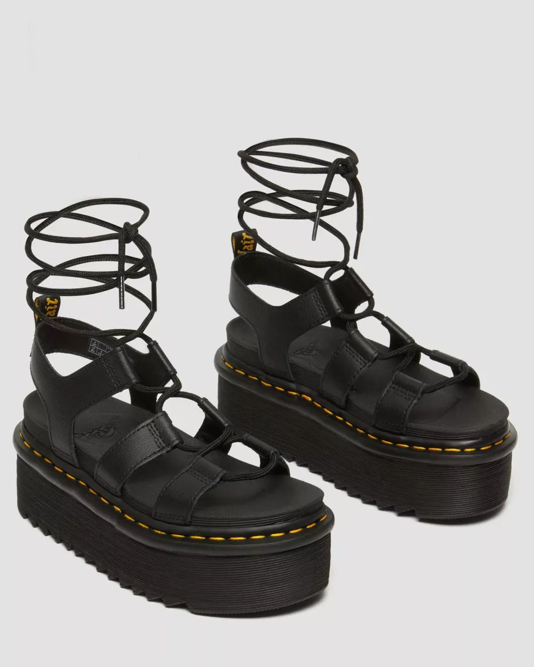 Platforms|Platform Sandals>Dr. Martens Nartilla Athena Leather Gladiator Platform Sandals Black — Athena