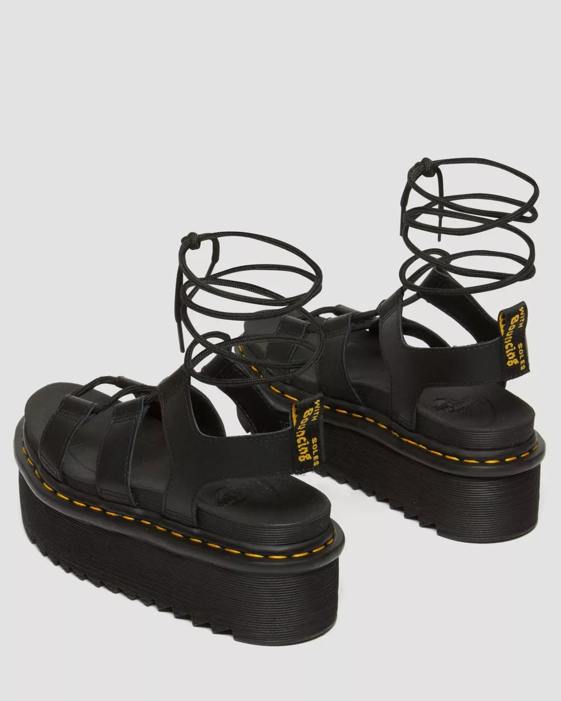Platforms|Platform Sandals>Dr. Martens Nartilla Athena Leather Gladiator Platform Sandals Black — Athena