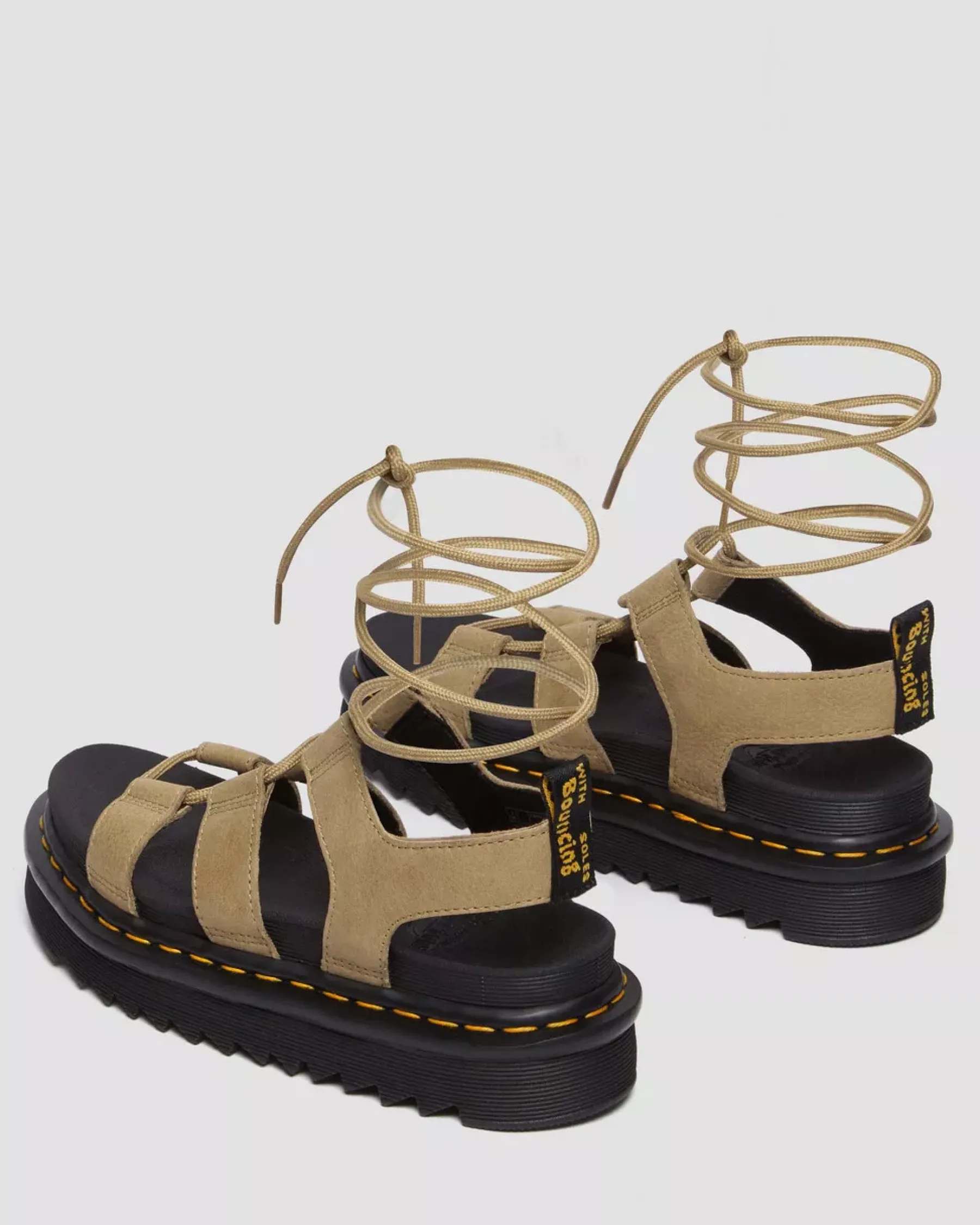 Platforms|Sandals>Dr. Martens Nartilla Tumbled Nubuck Leather Gladiator Sandals Savannah Tan — Tumbled Nubuck