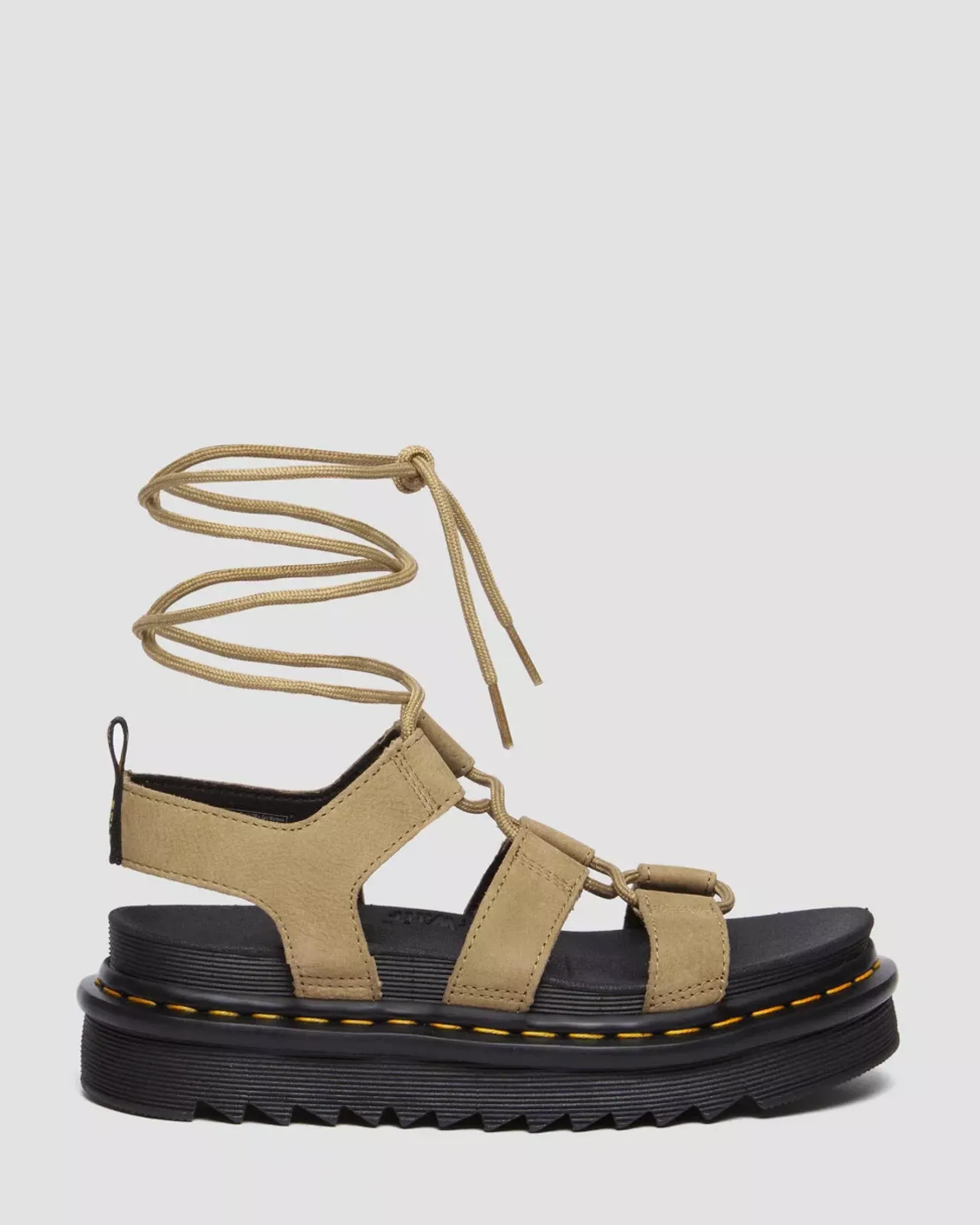 Platforms|Sandals>Dr. Martens Nartilla Tumbled Nubuck Leather Gladiator Sandals Savannah Tan — Tumbled Nubuck