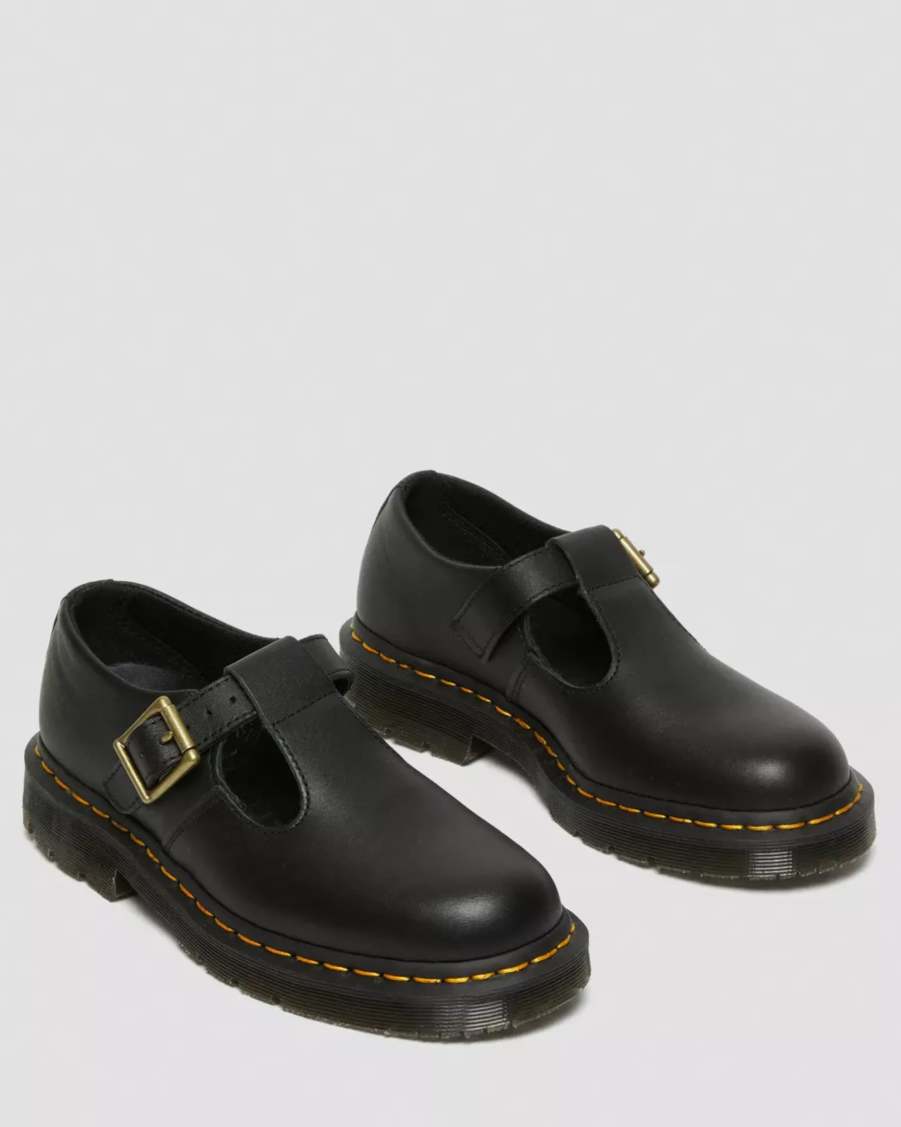 Sale|Slip Resistant>Dr. Martens Polley Women's Slip Resistant Mary Jane Shoes Black — Industrial Full Grain