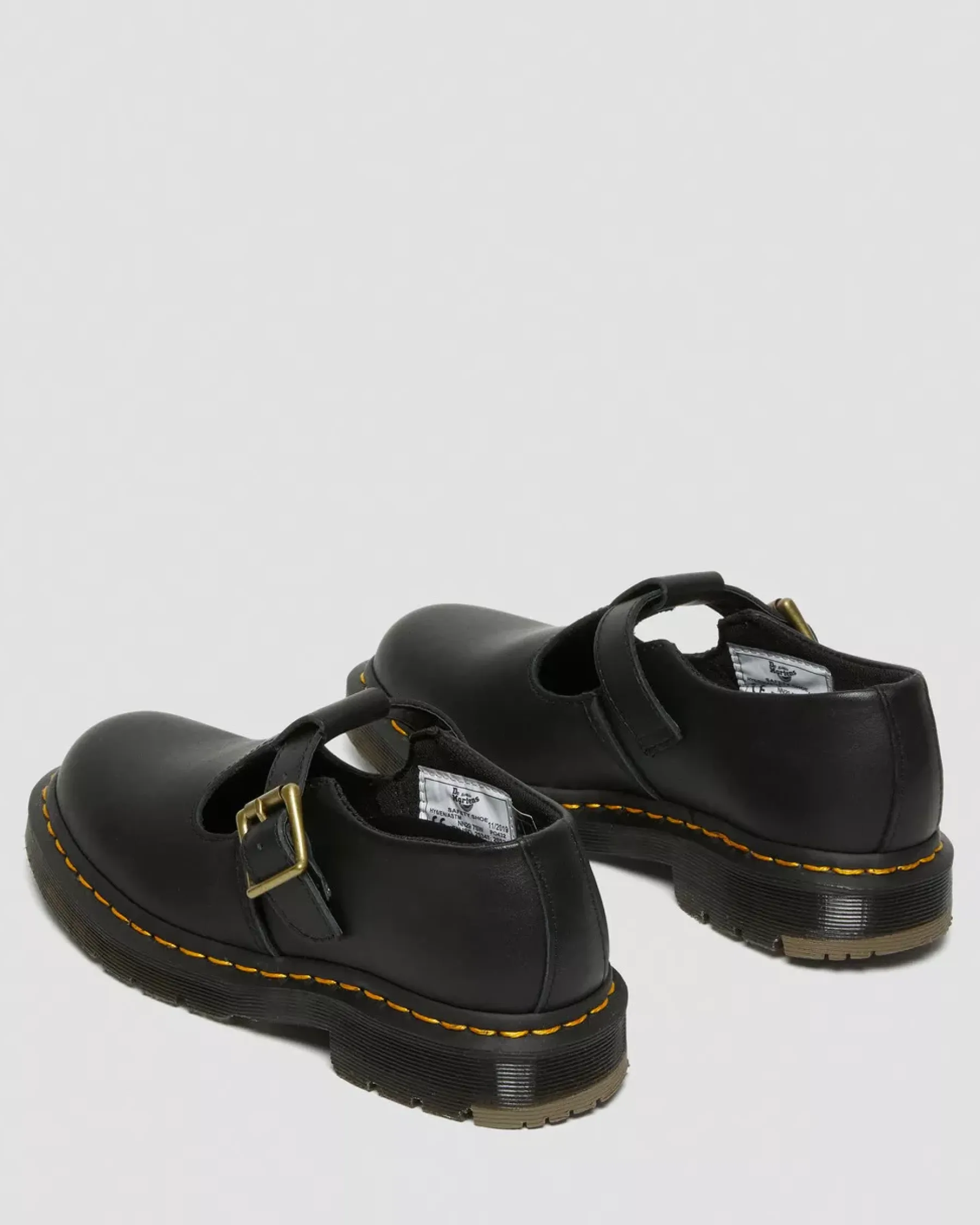 Sale|Slip Resistant>Dr. Martens Polley Women's Slip Resistant Mary Jane Shoes Black — Industrial Full Grain