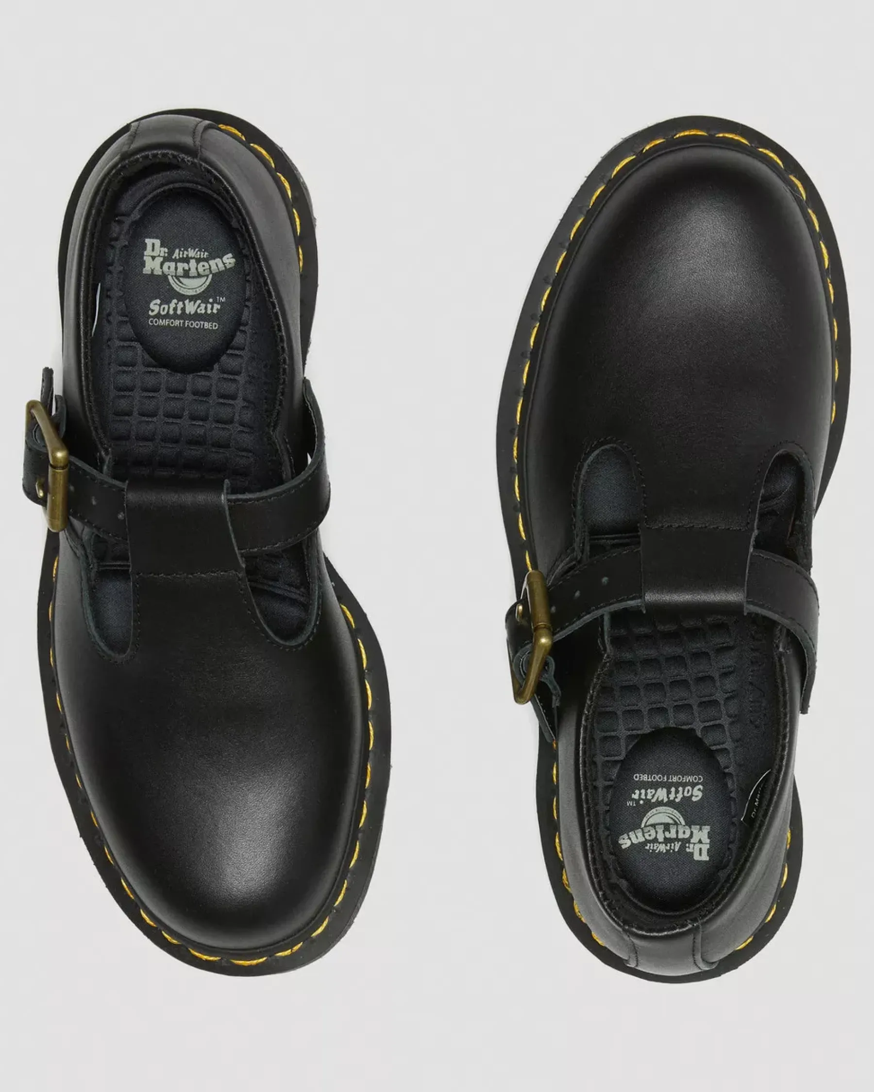 Sale|Slip Resistant>Dr. Martens Polley Women's Slip Resistant Mary Jane Shoes Black — Industrial Full Grain