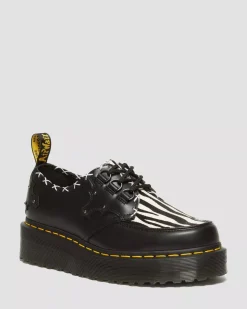 Shoes|Shoes>Dr. Martens Ramsey 3-Eye Zebra Print & Leather Platform Creepers Black+Zebra — Smooth+Hair On