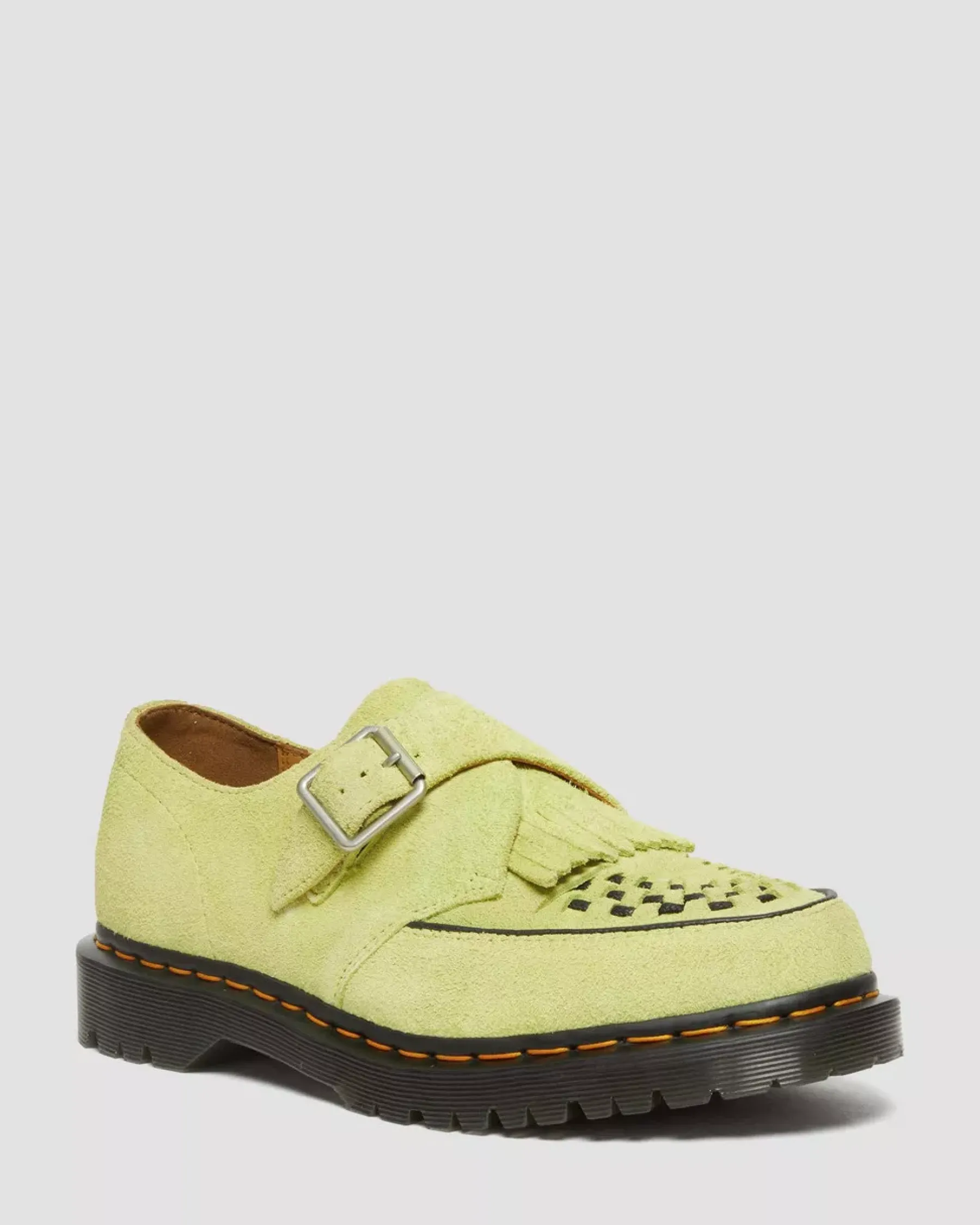 Originals|Shoes>Dr. Martens Ramsey Suede Kiltie Buckle Creepers Lime Green — Desert Oasis Suede