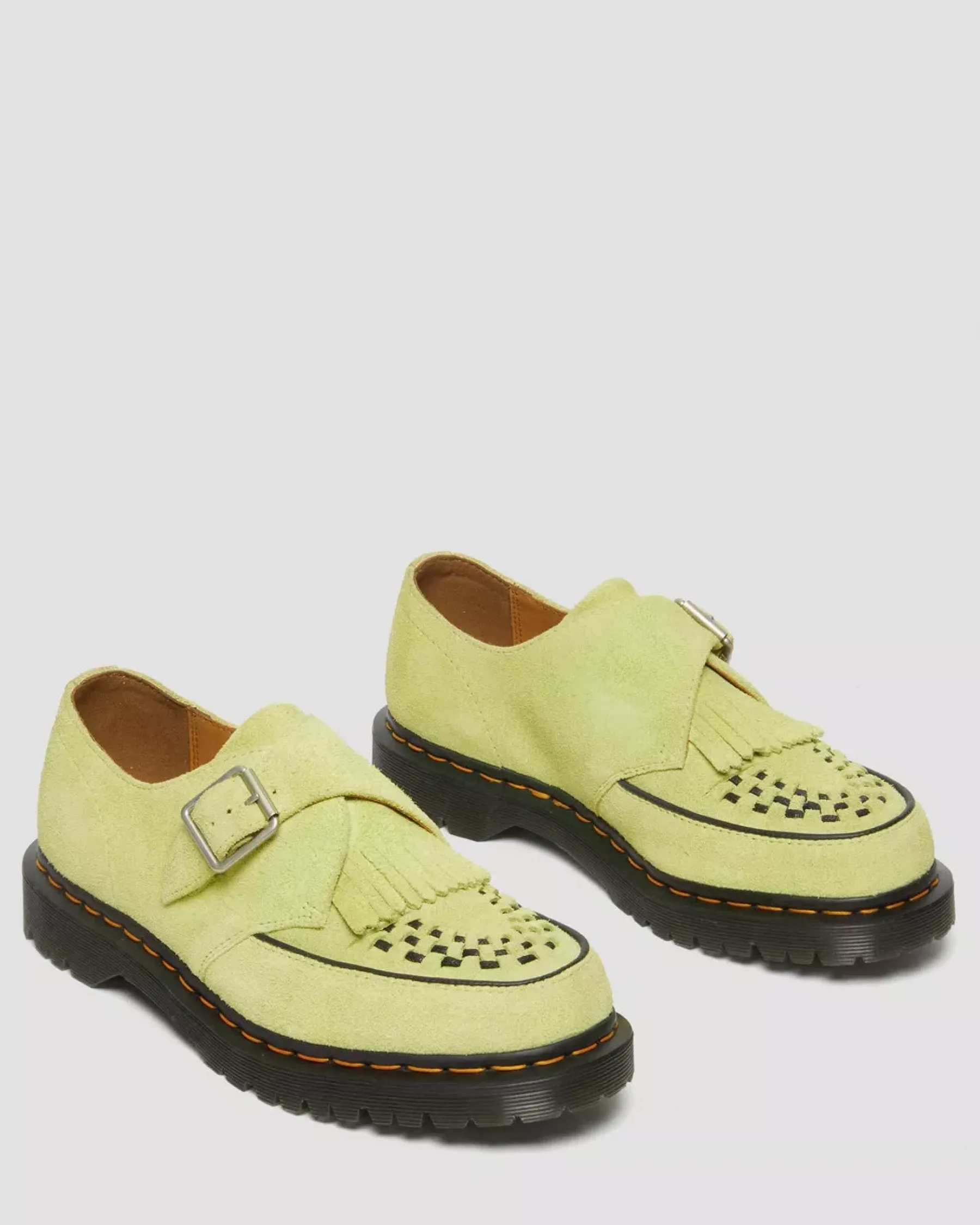 Originals|Shoes>Dr. Martens Ramsey Suede Kiltie Buckle Creepers Lime Green — Desert Oasis Suede