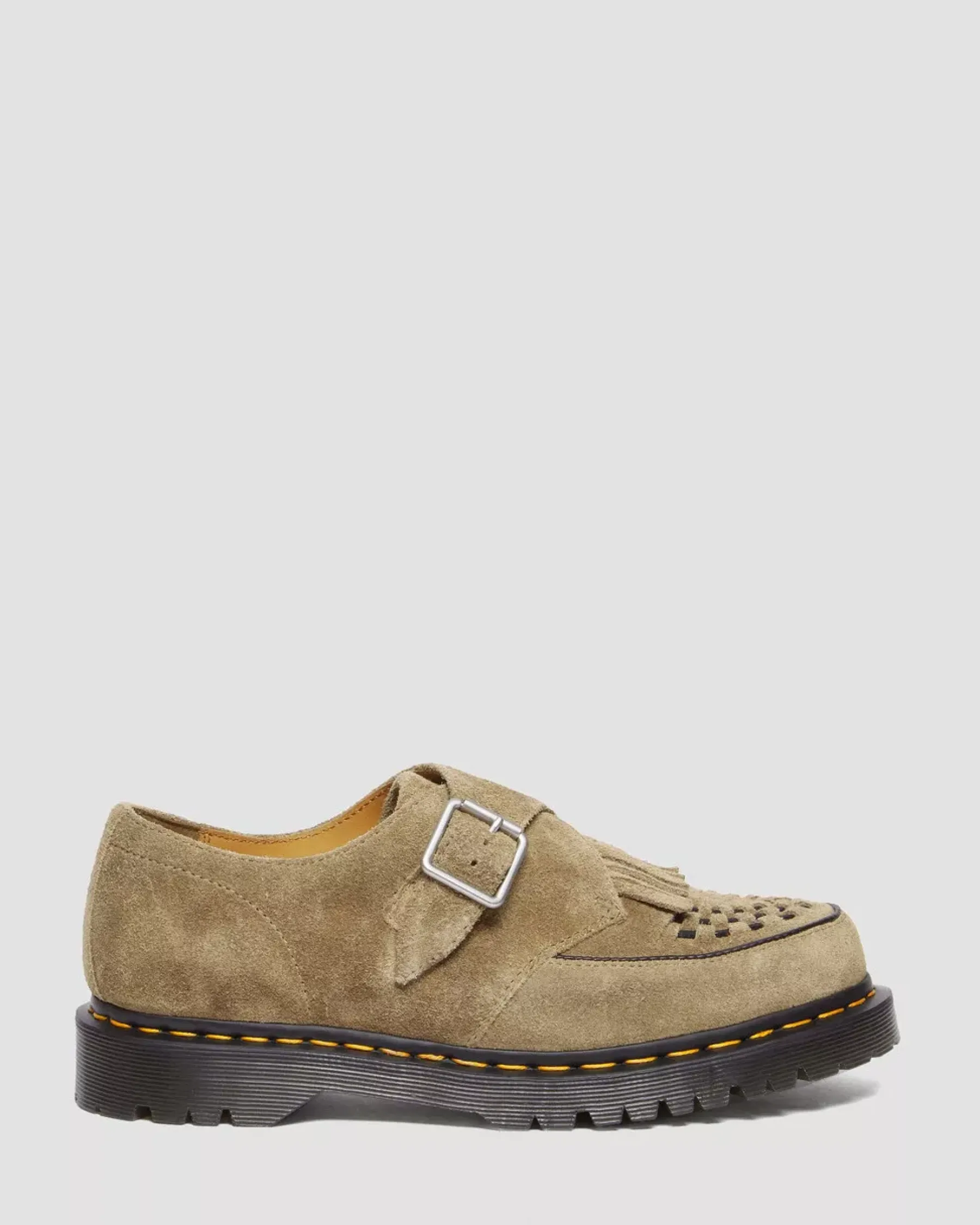 Originals|Shoes>Dr. Martens Ramsey Suede Kiltie Buckle Creepers Savannah Tan — Desert Oasis Suede
