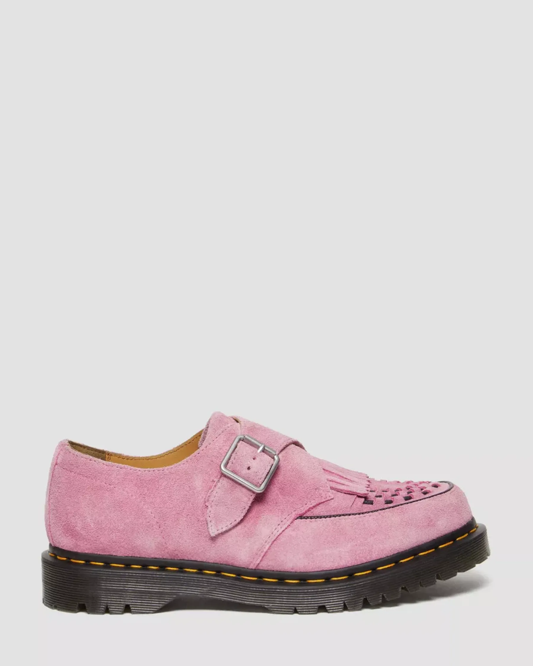 Originals|Shoes>Dr. Martens Ramsey Suede Kiltie Buckle Creepers Fondant Pink — Desert Oasis Suede