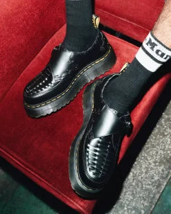 Platforms|Shoes>Dr. Martens Ramsey Woven Smooth Leather Platform Creepers Black — Smooth Leather