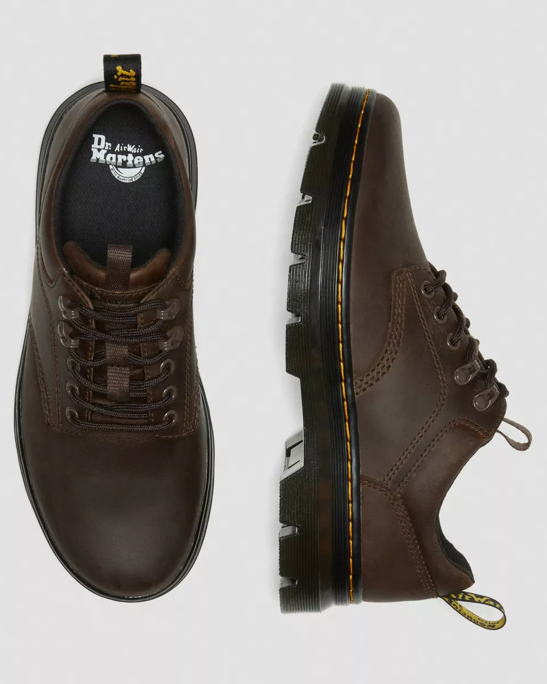 Shoes|Oxfords>Dr. Martens Reeder Crazy Horse Leather Utility Shoes Dark Brown — Crazy Horse