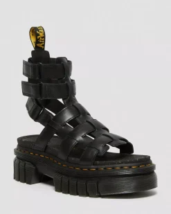 Platform Sandals|Strap Sandals>Dr. Martens Ricki Nappa Lux Leather Platform Gladiator Sandals Black — Nappa Lux