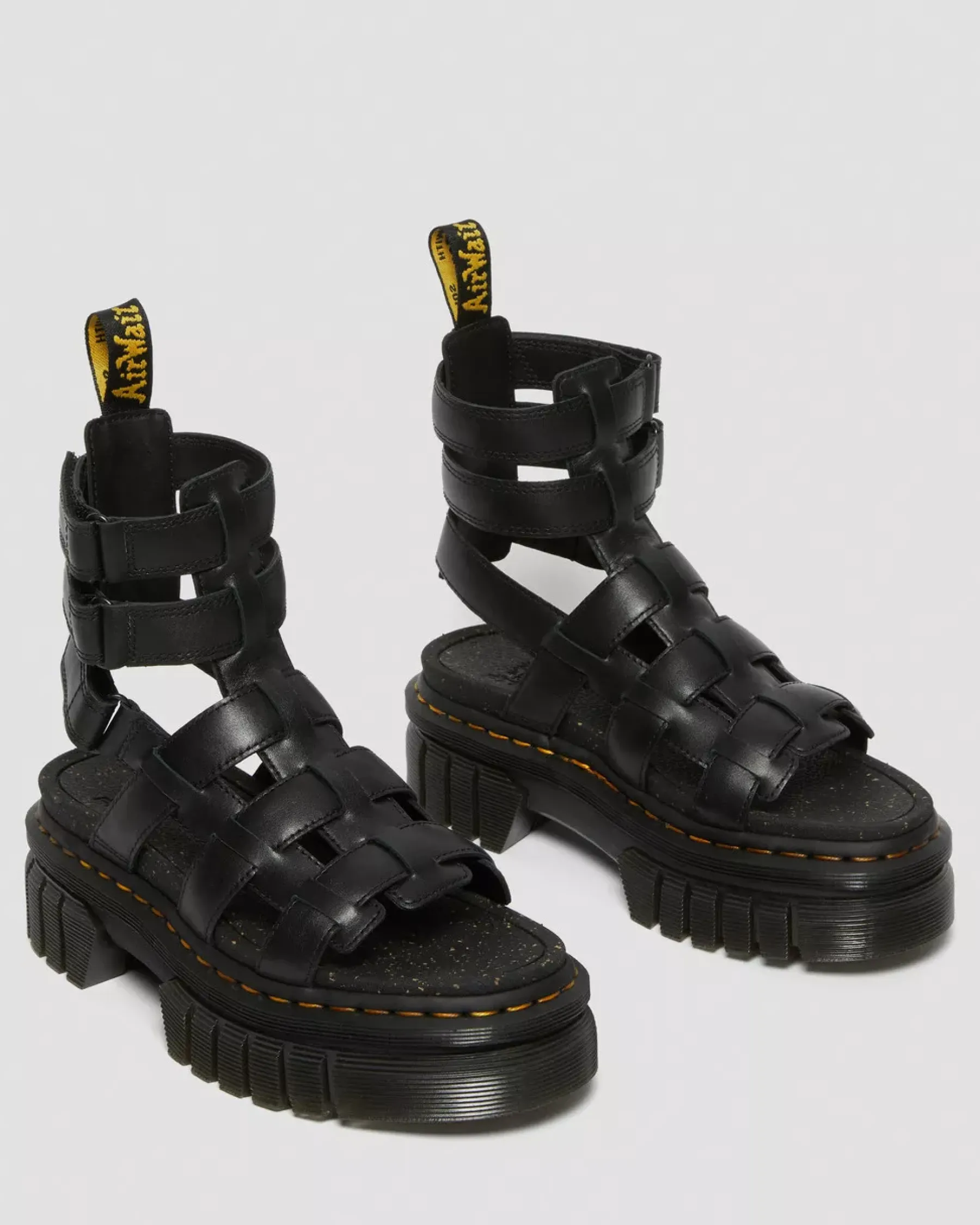 Platform Sandals|Strap Sandals>Dr. Martens Ricki Nappa Lux Leather Platform Gladiator Sandals Black — Nappa Lux